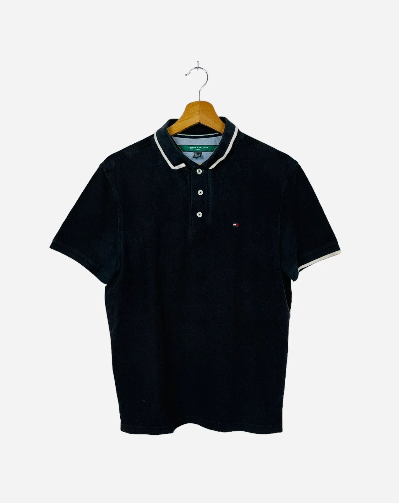 Polo Tommy Hilfiger Noir Logo Brodé Summer - M (A163)