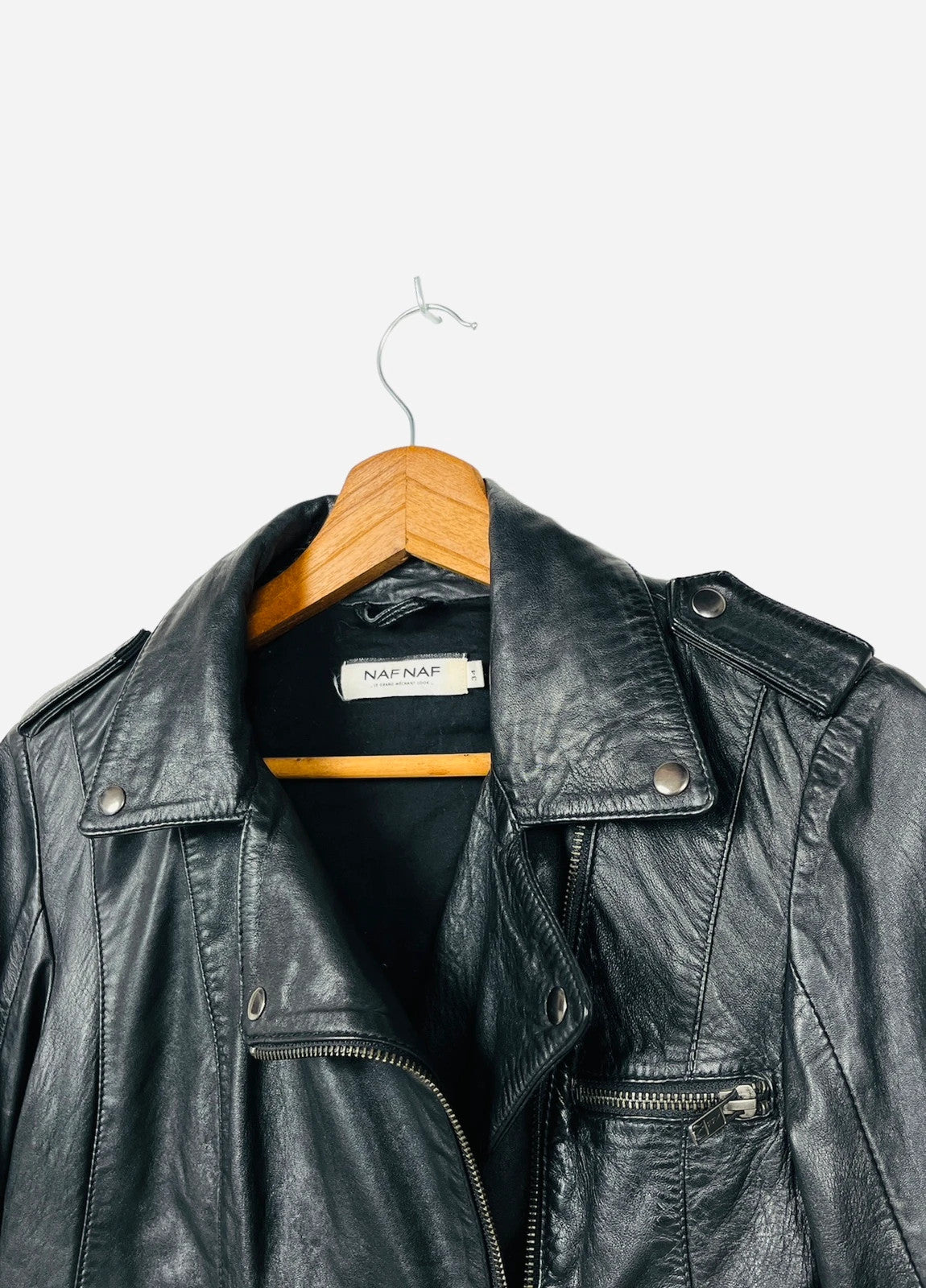 Veste en Cuir Naf Naf Noir Luxury - XS (A195)