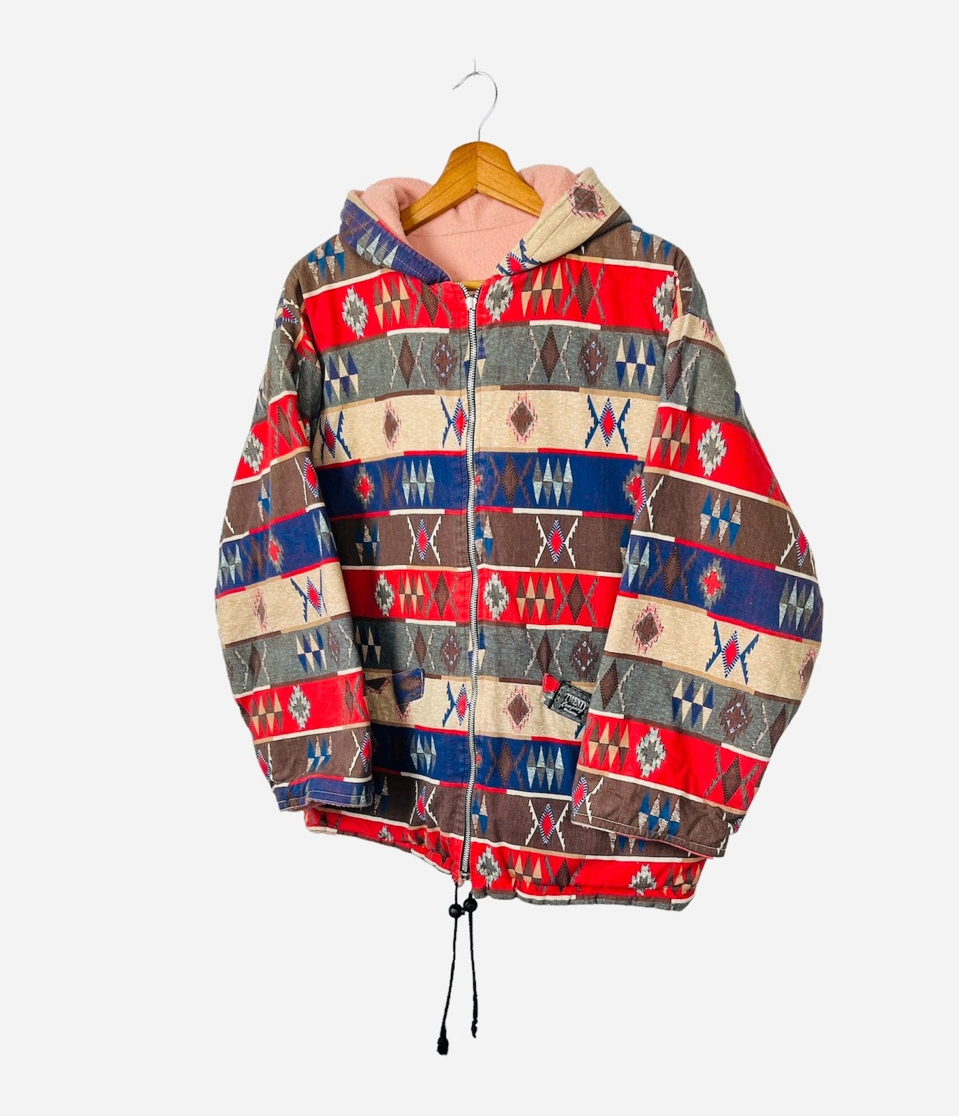 Veste Légère Réversible Vintage Rose & Rouge - L (A129)
