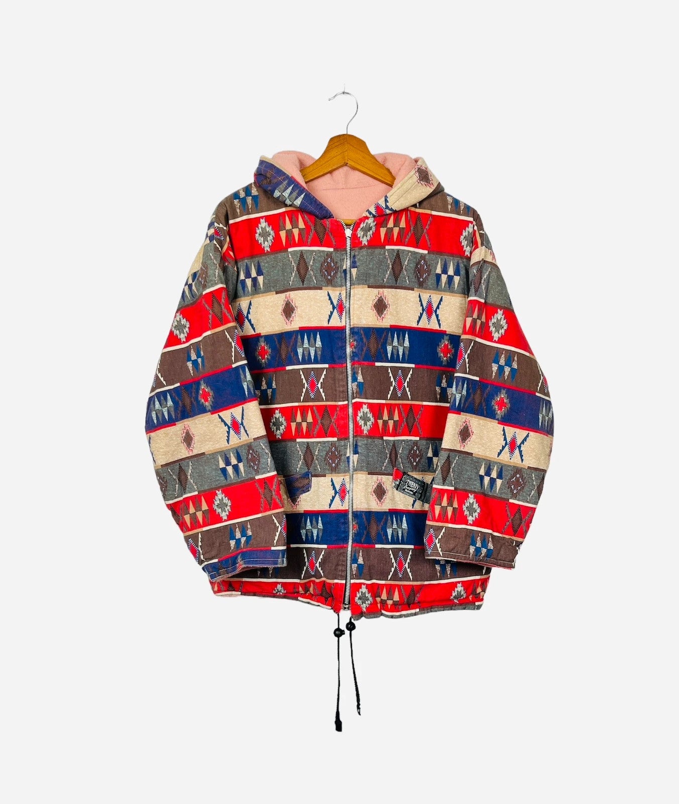 Veste Légère Réversible Vintage Rose & Rouge - L (A129)