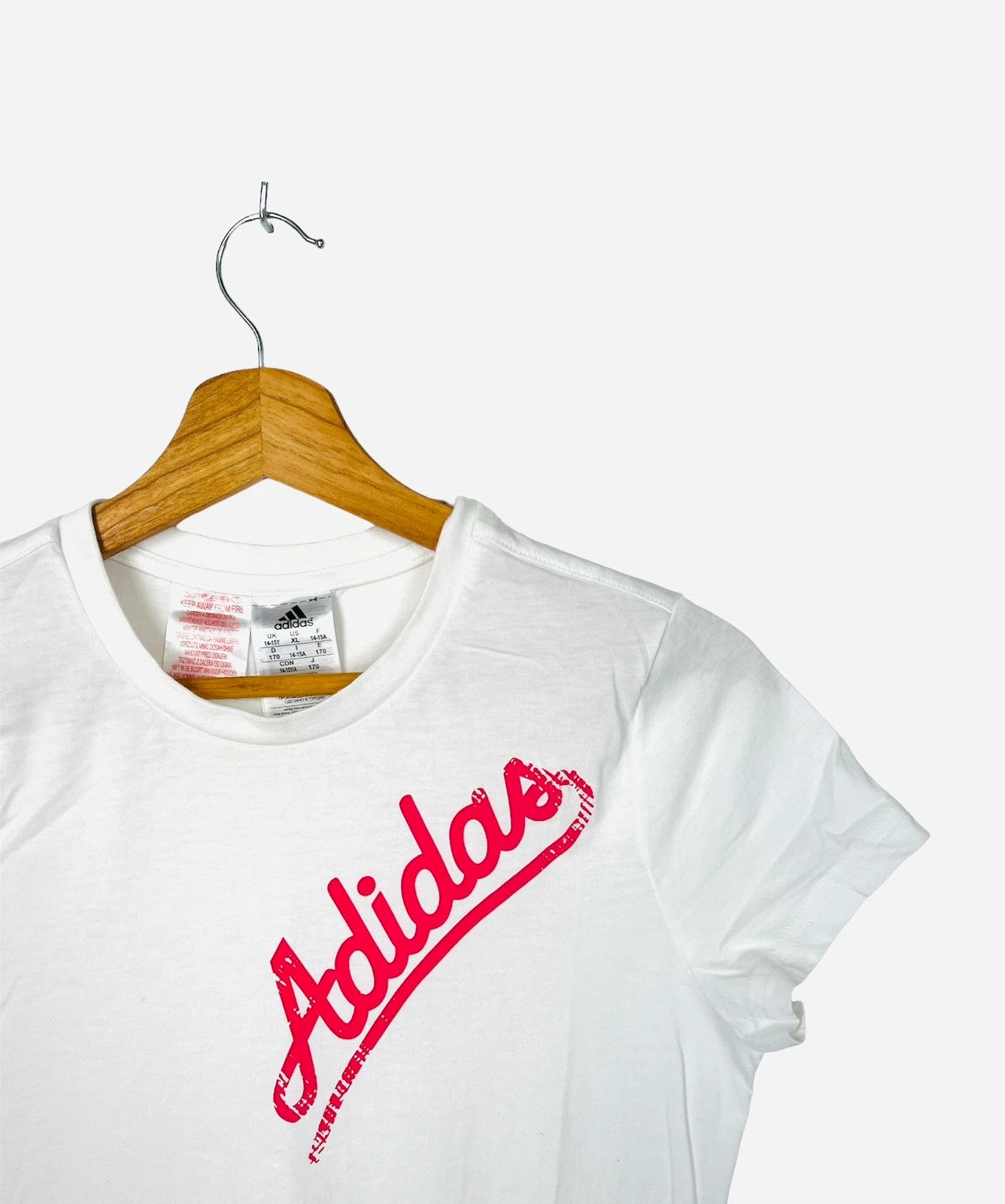 T-Shirt Adidas Blanc & Rose - XS (A235)