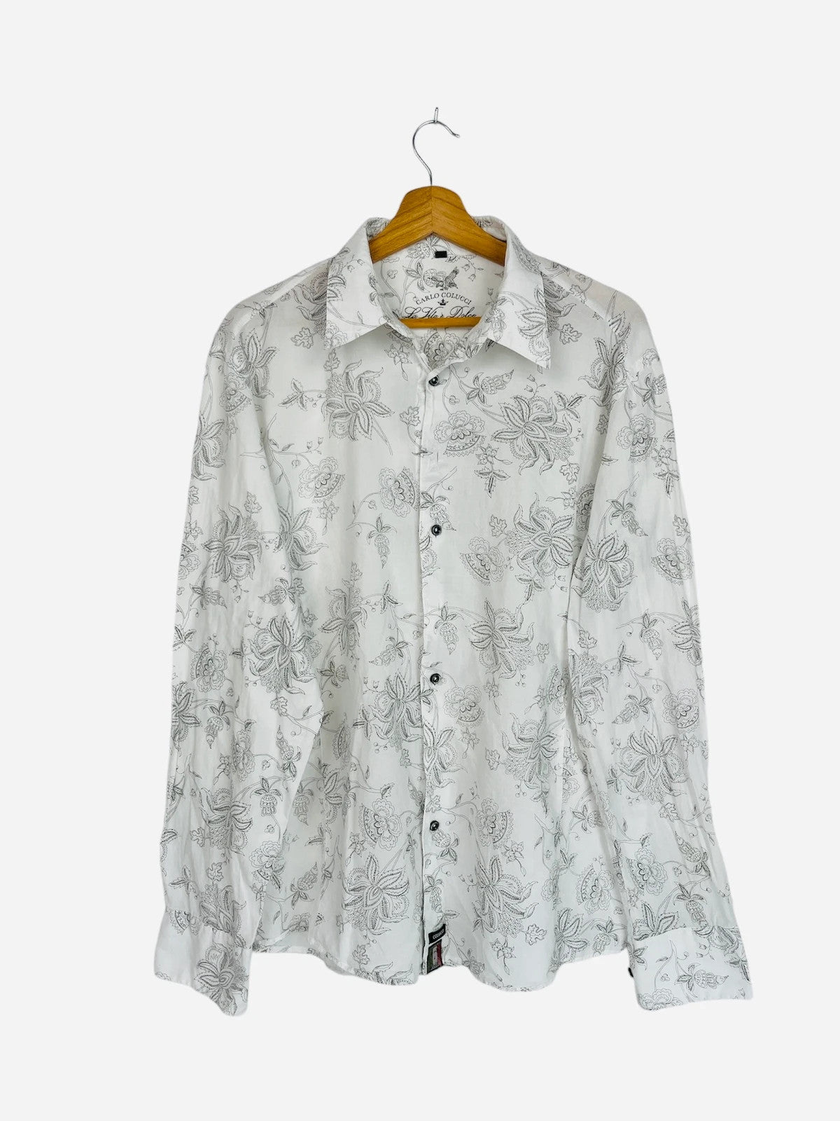 Chemise à fleurs Vintage Blanche - L (A362)