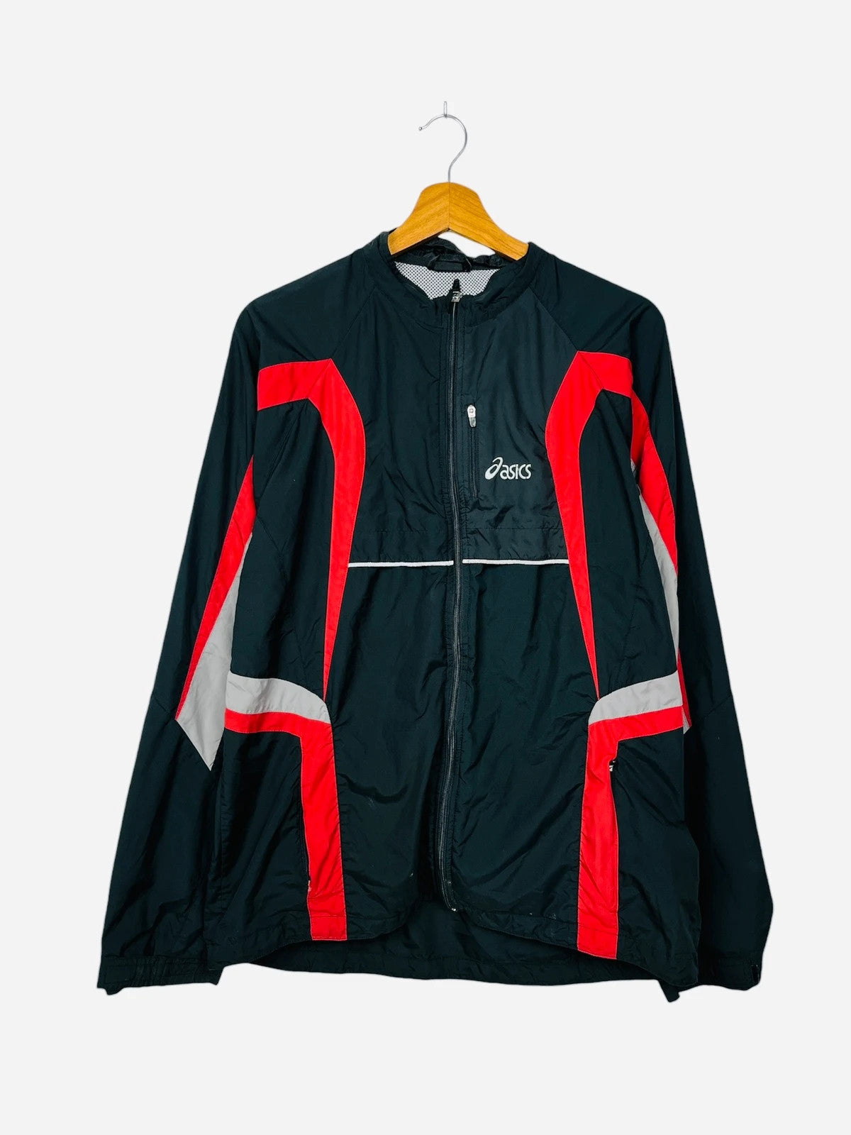Asics Zip Windbreaker Jacket Noir & Red - L (A206)