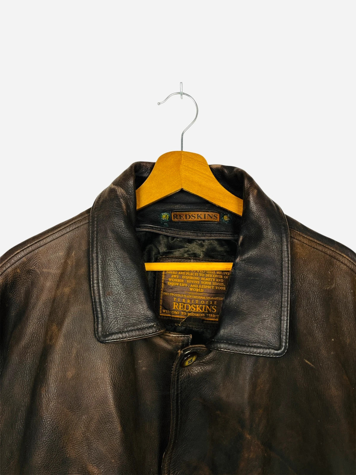 Manteau en Cuir Véritable de Vachette Mi-Long Redskins Jacket Vintage - XXL (A379)