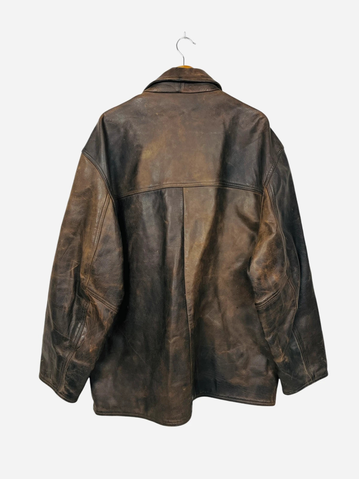 Manteau en Cuir Véritable de Vachette Mi-Long Redskins Jacket Vintage - XXL (A379)