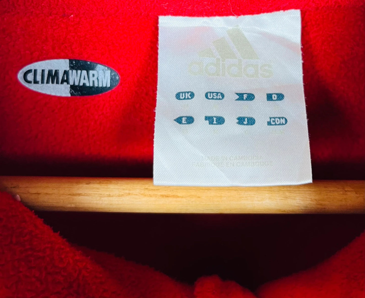 Veste Jacket Fleece Vintage Hiver Adidas ClimaWarm Rouge & Noir - M (A55)