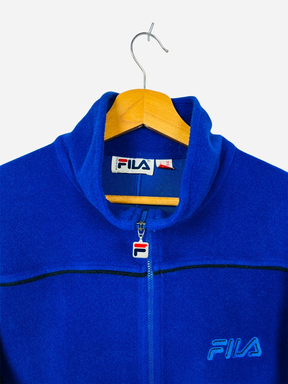 Veste Jacket Fleece Polaire Vintage Hiver Fila Bleu - M (A382)