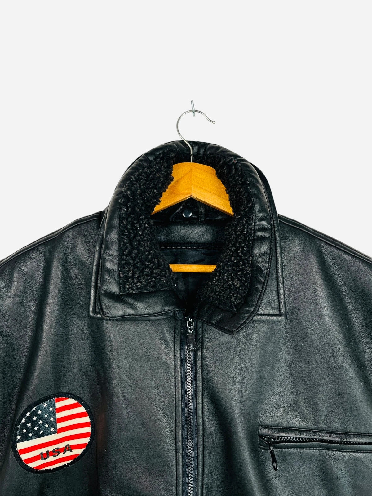 Jacket en Cuir Sans Manches USA Américain 2000' - XL (A385)
