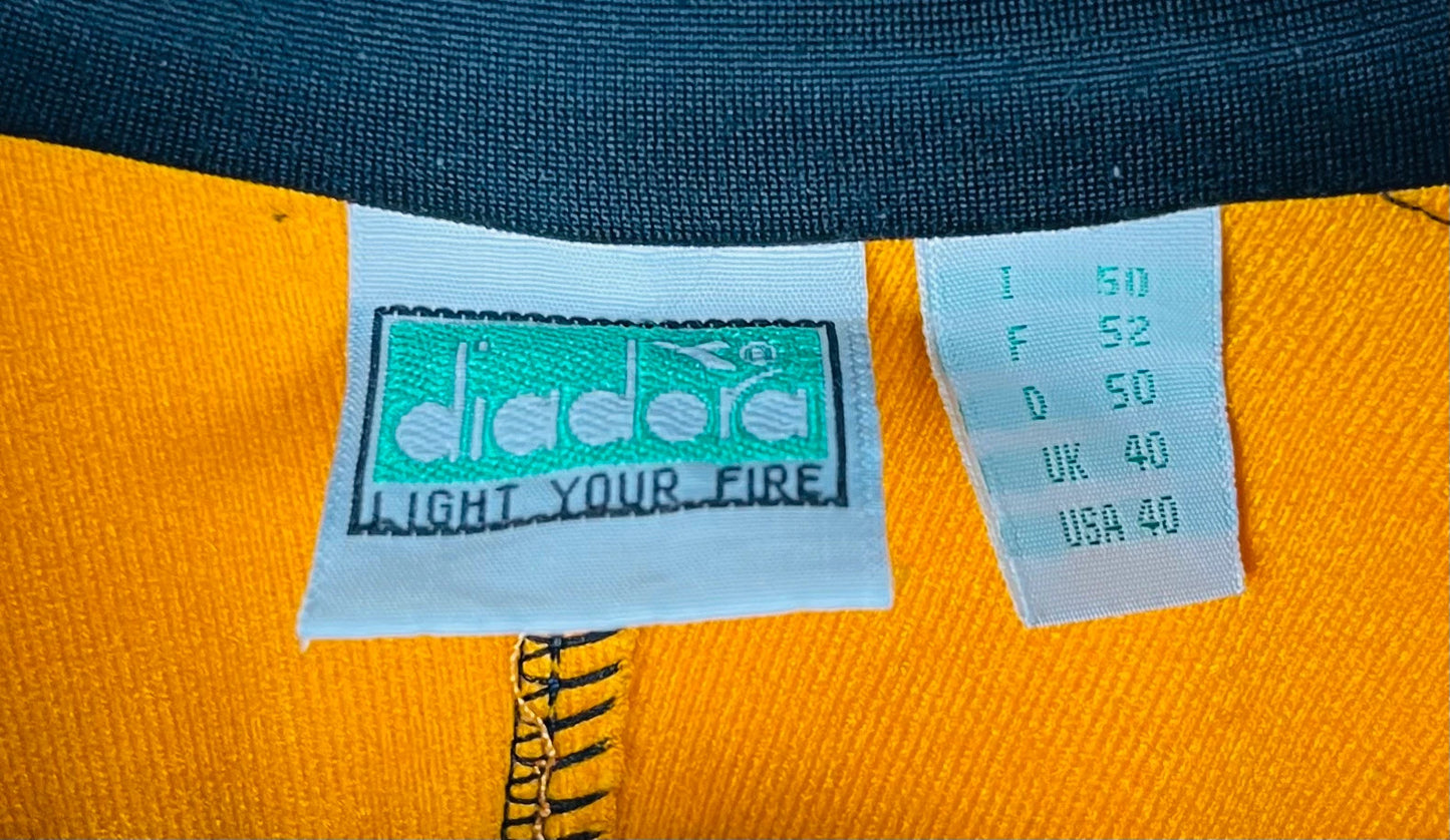 Veste Coupe Vent Jacket Sport Diadora Noir & Jaune - L (A392)