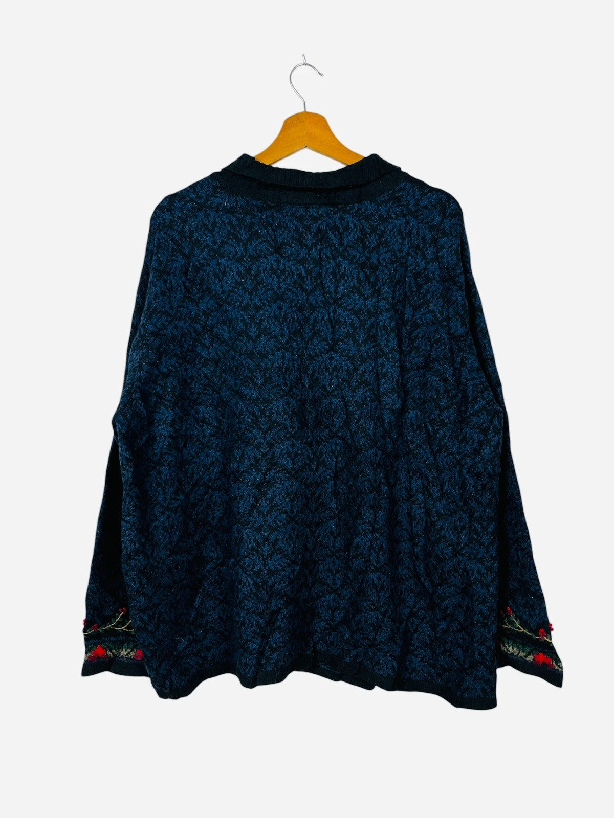 Pull Cardigan Vintage à Fleurs Noël Gilet Rouge & Noir - L (A404)