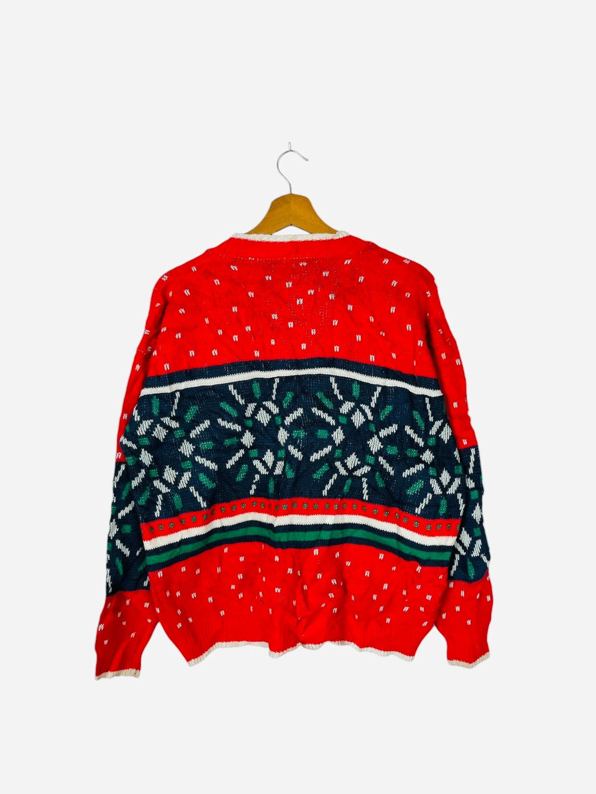 Pull Cardigan à Motifs Vintage Noël Gilet Rouge - M (A406)