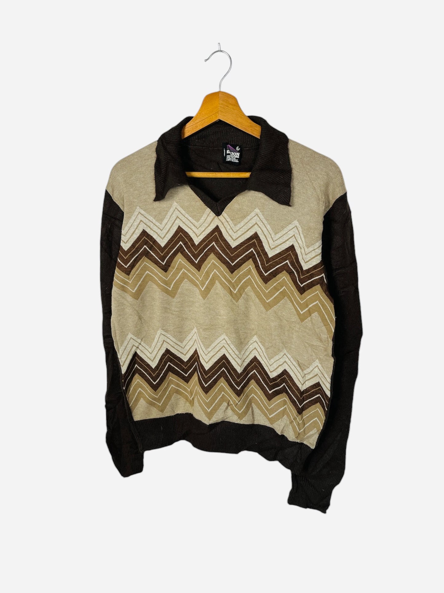 Polo Pull Crewneck à col Vintage Marron - M (A408)