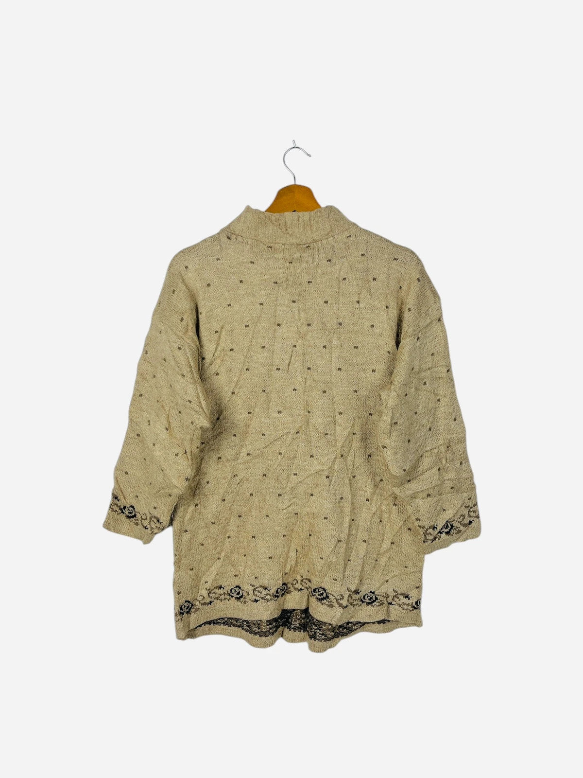 Pull Crewneck à Col Montant Vintage Beige Crème - M (A418)