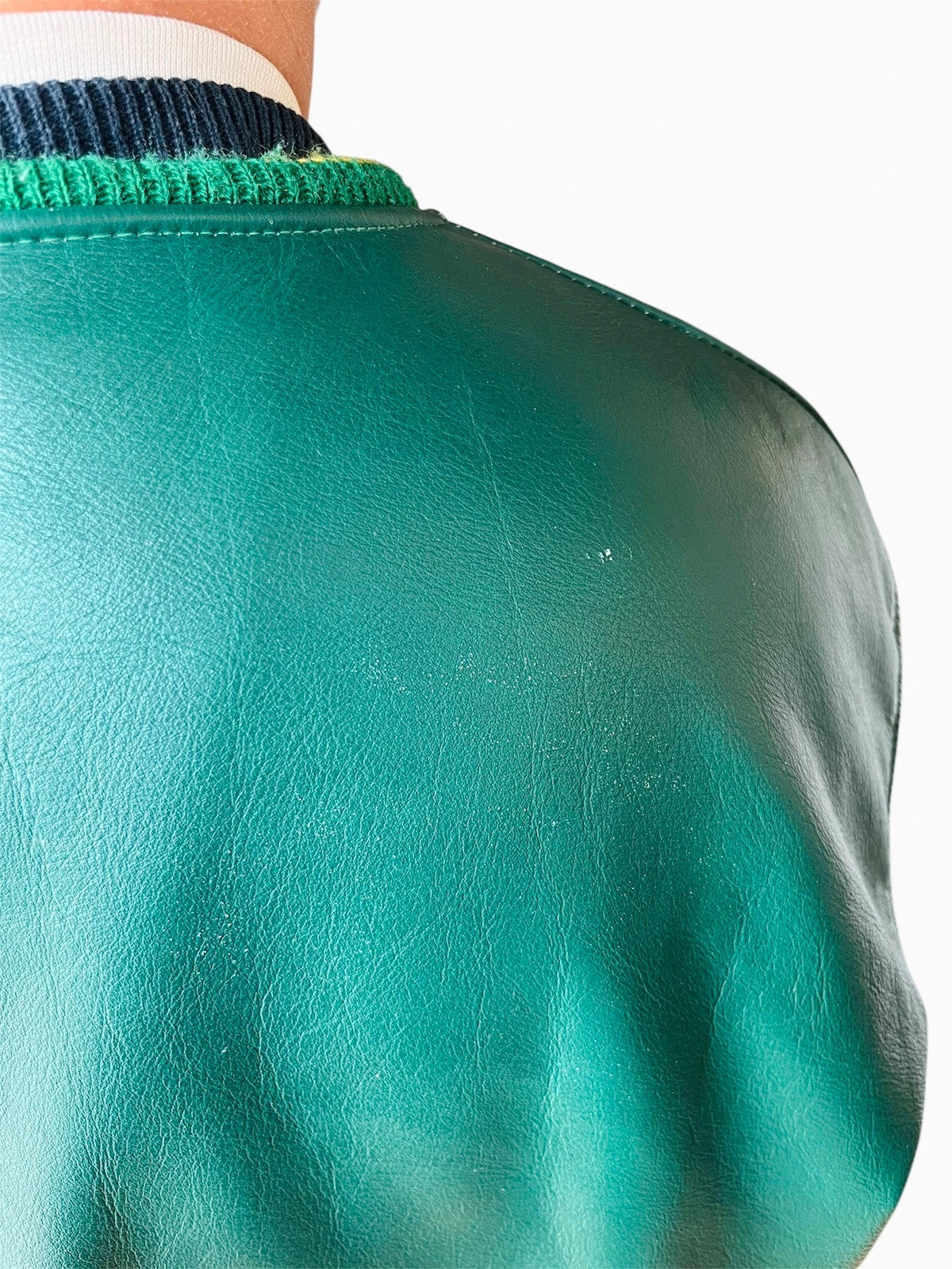 Veste Américaine en Cuir 90’ Vert Style Big Boy Jacket Skate Y2K - XL (A131)