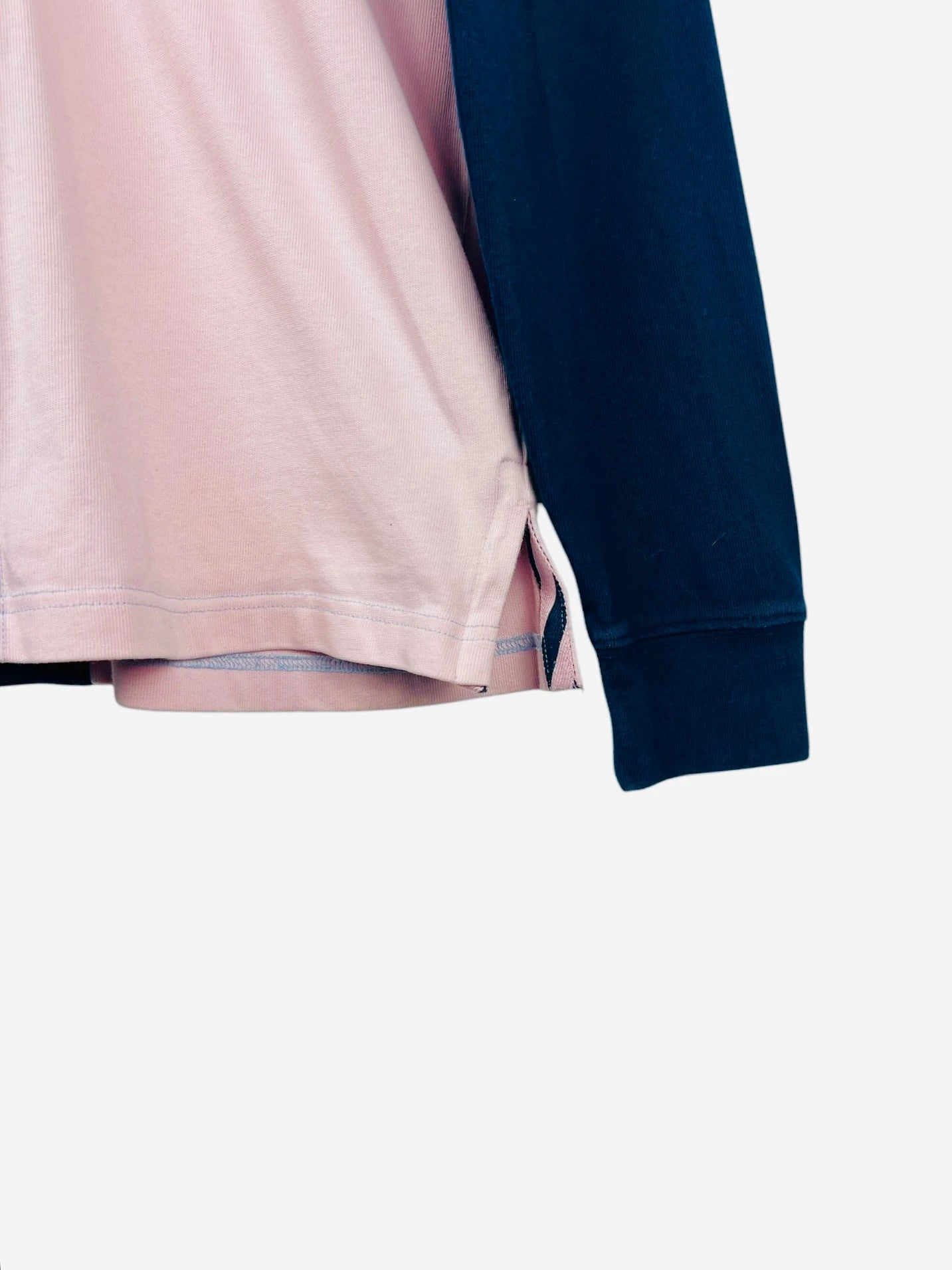Polo Eden Park Rayé Manches Longues Rugby Noir, Rose & Bleu - S (B10)