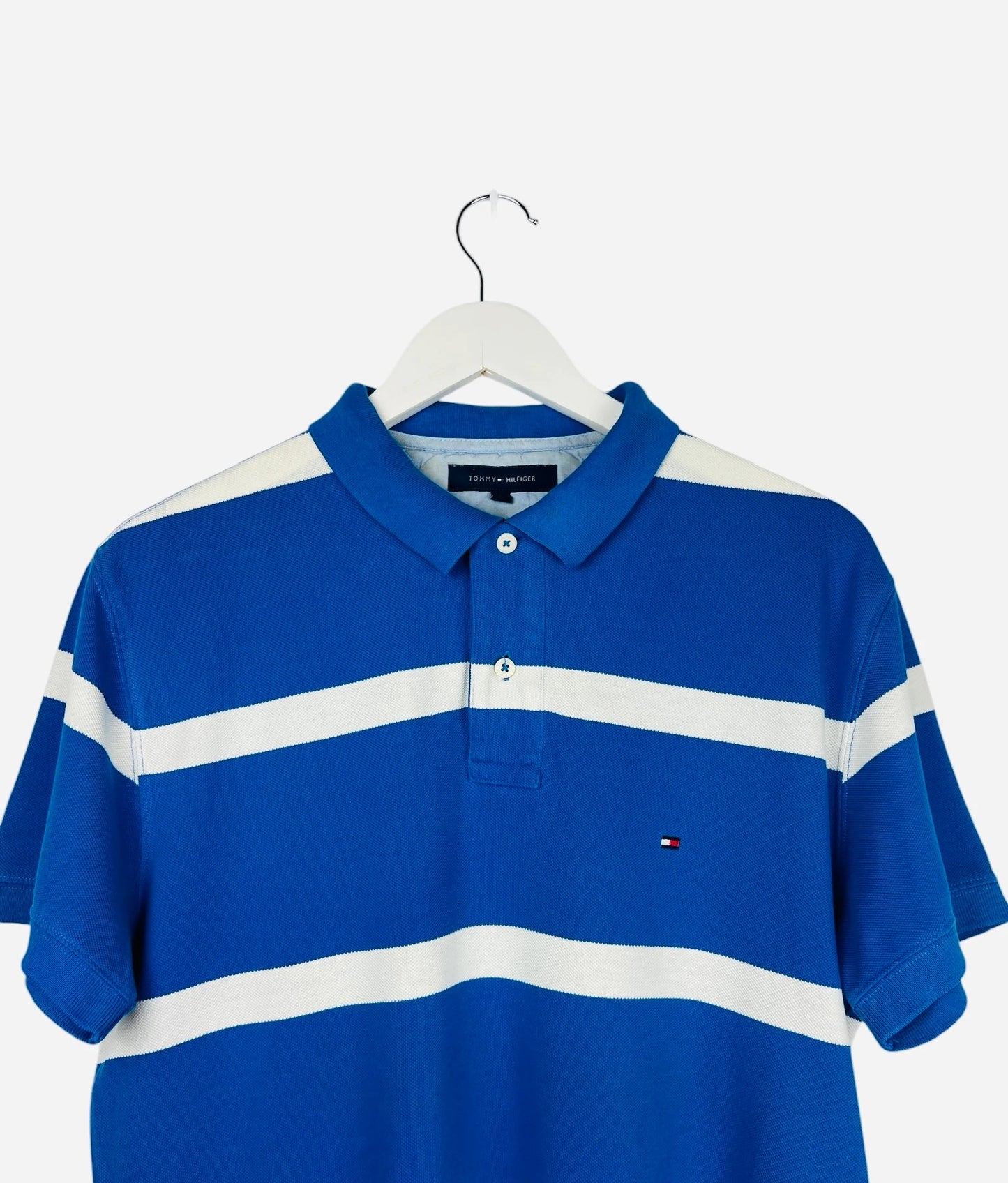 Polo Tommy Hilfiger Logo Brodé Rayé Bleu - L (B16)