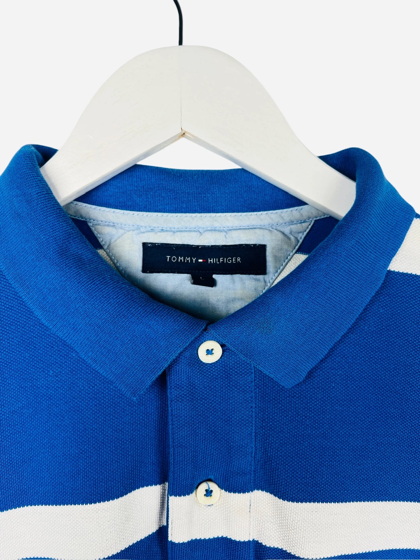 Polo Tommy Hilfiger Logo Brodé Rayé Bleu - L (B16)