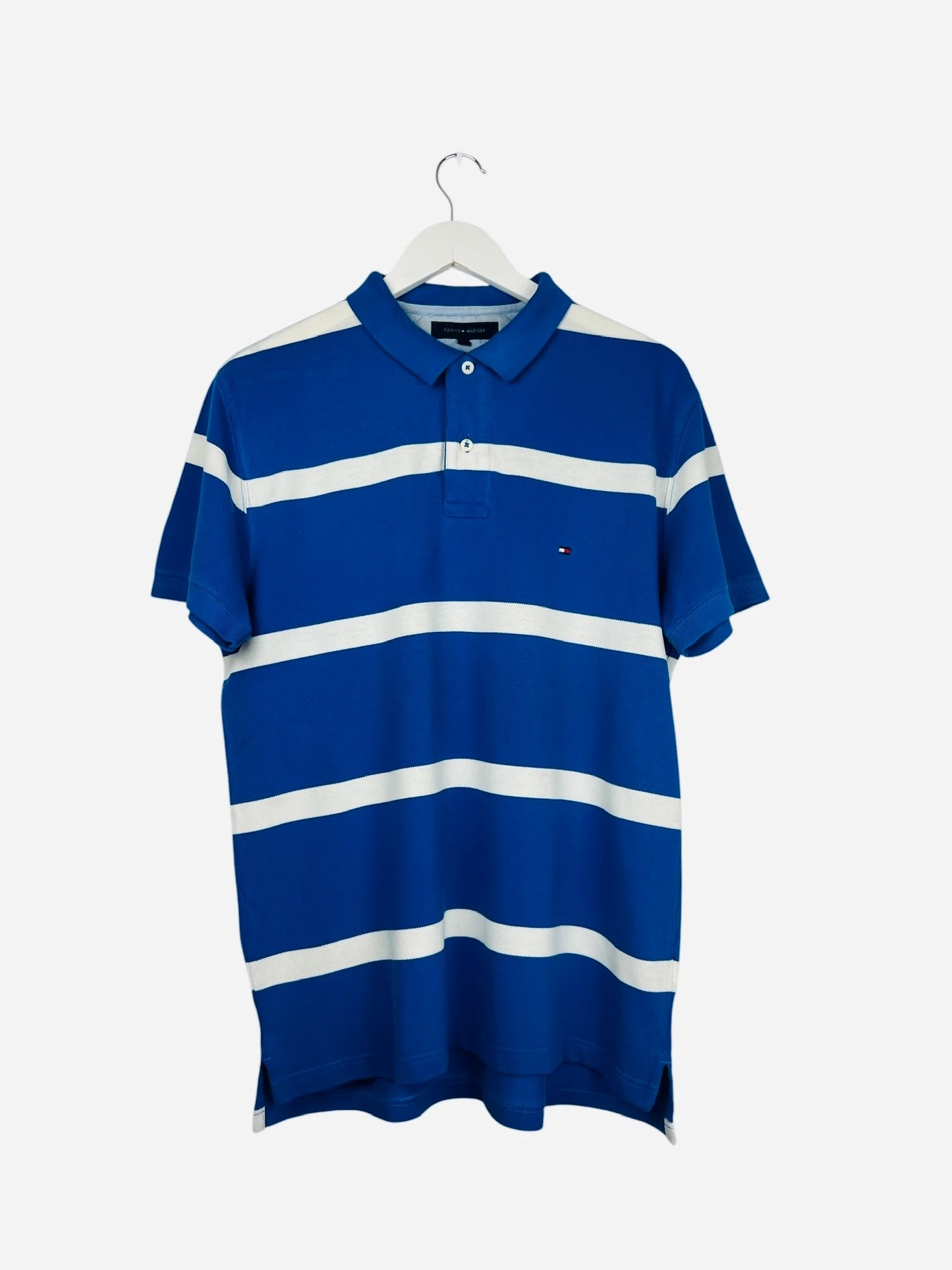 Polo Tommy Hilfiger Logo Brodé Rayé Bleu - L (B16)