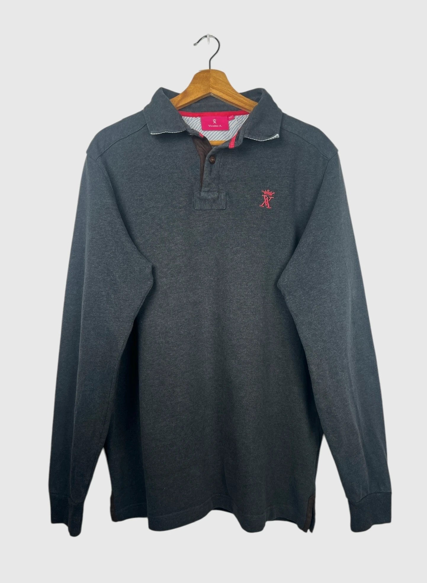 Polo Vicomte Arthur Uni Manches Longues Gris - XL (B43)