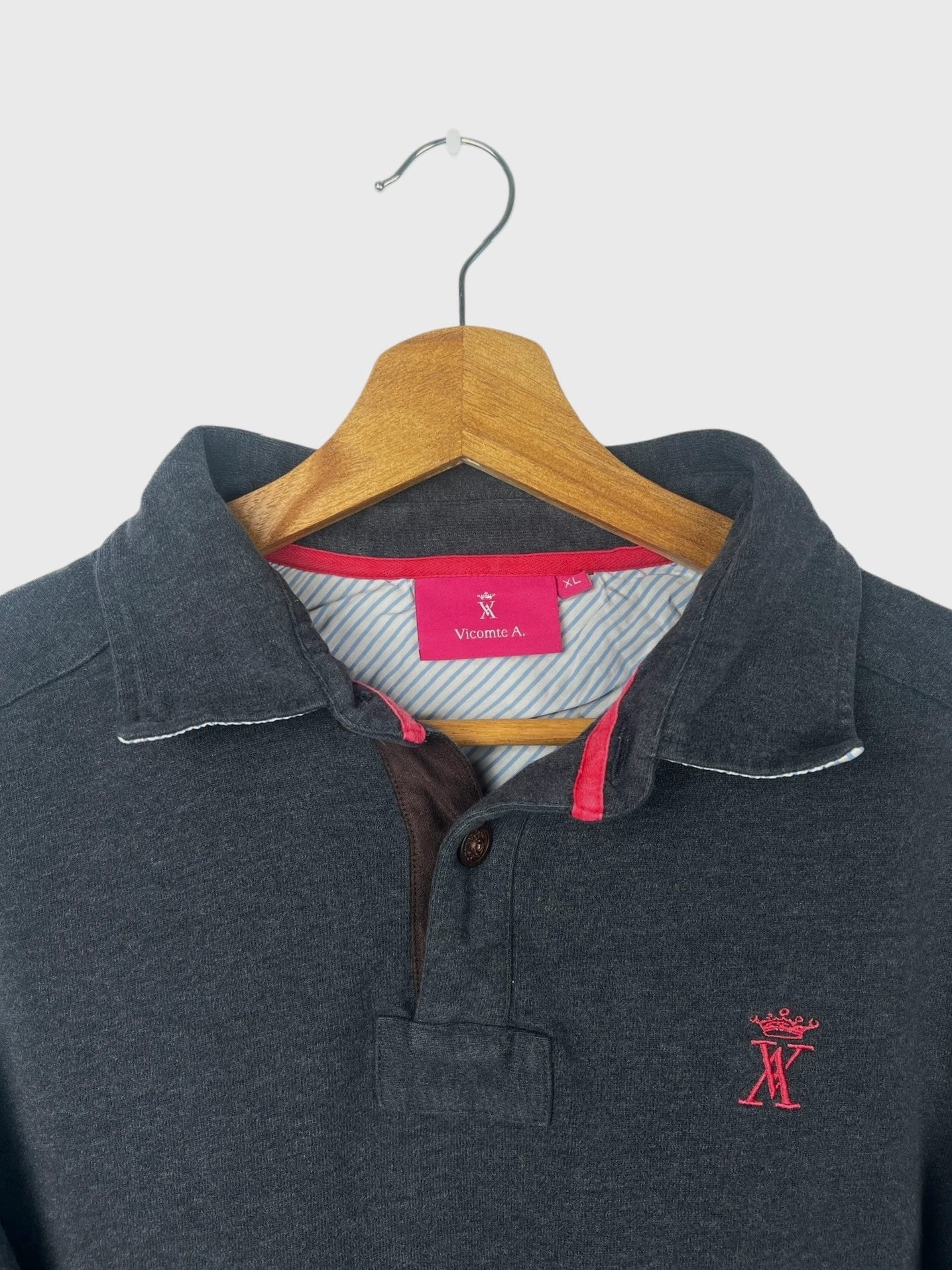 Polo Vicomte Arthur Uni Manches Longues Gris - XL (B43)