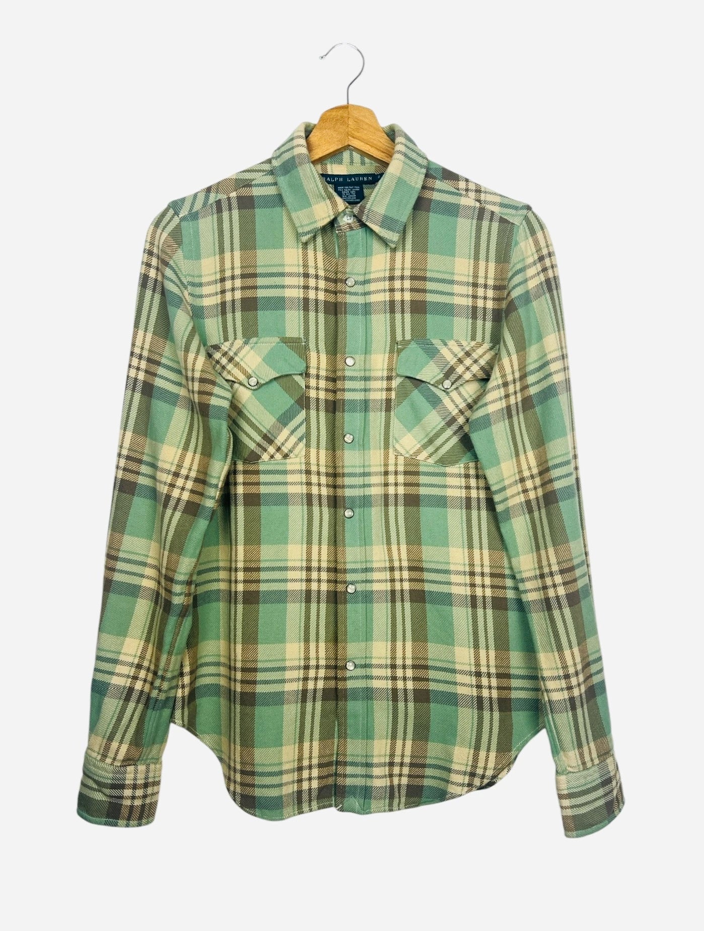 Chemise Ralph Lauren à carreaux Manches Longues Vintage Verte - S (B44)