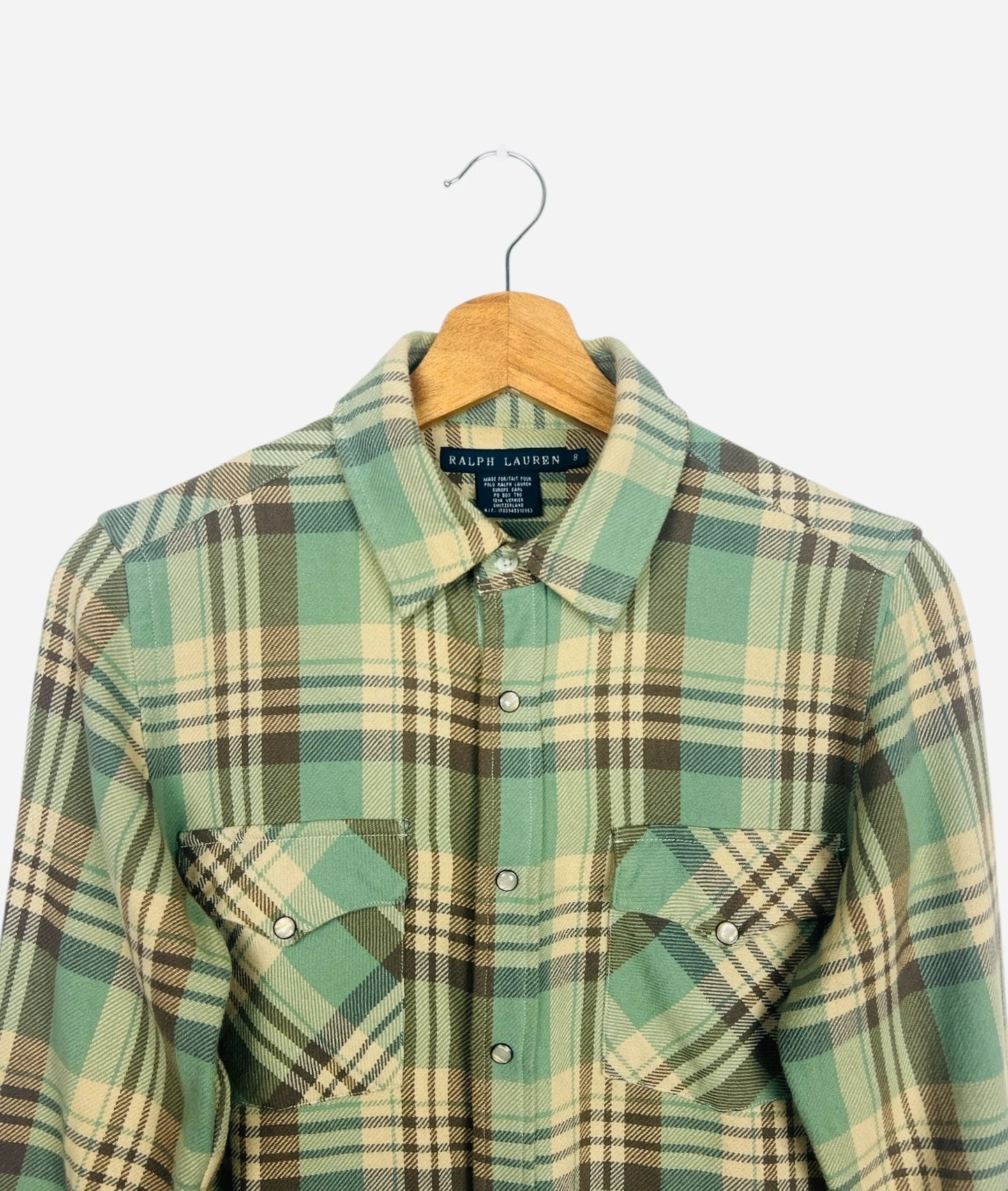 Chemise Ralph Lauren à carreaux Manches Longues Vintage Verte - S (B44)