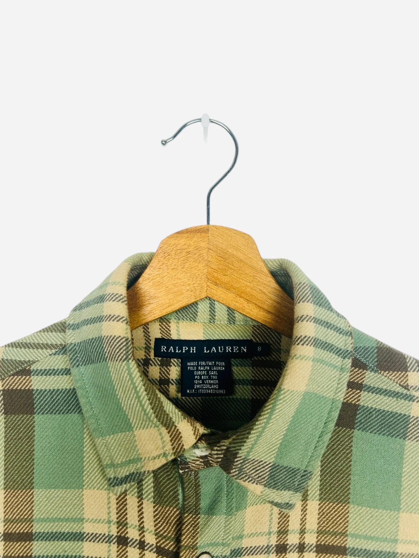 Chemise Ralph Lauren à carreaux Manches Longues Vintage Verte - S (B44)