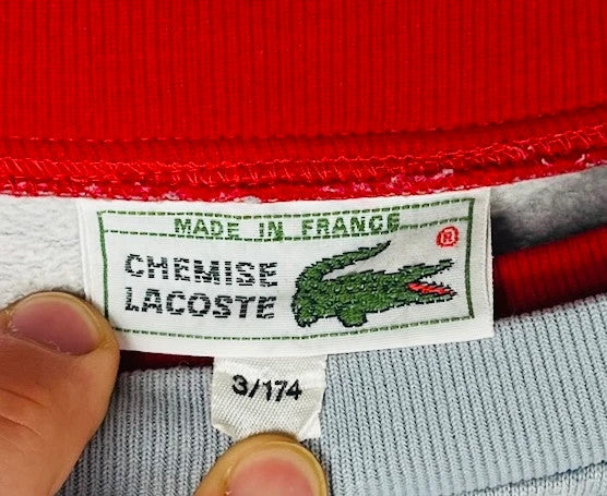 Sweat Pull Crewneck Lacoste Vintage Gris & Rouge 90' - L (B59)