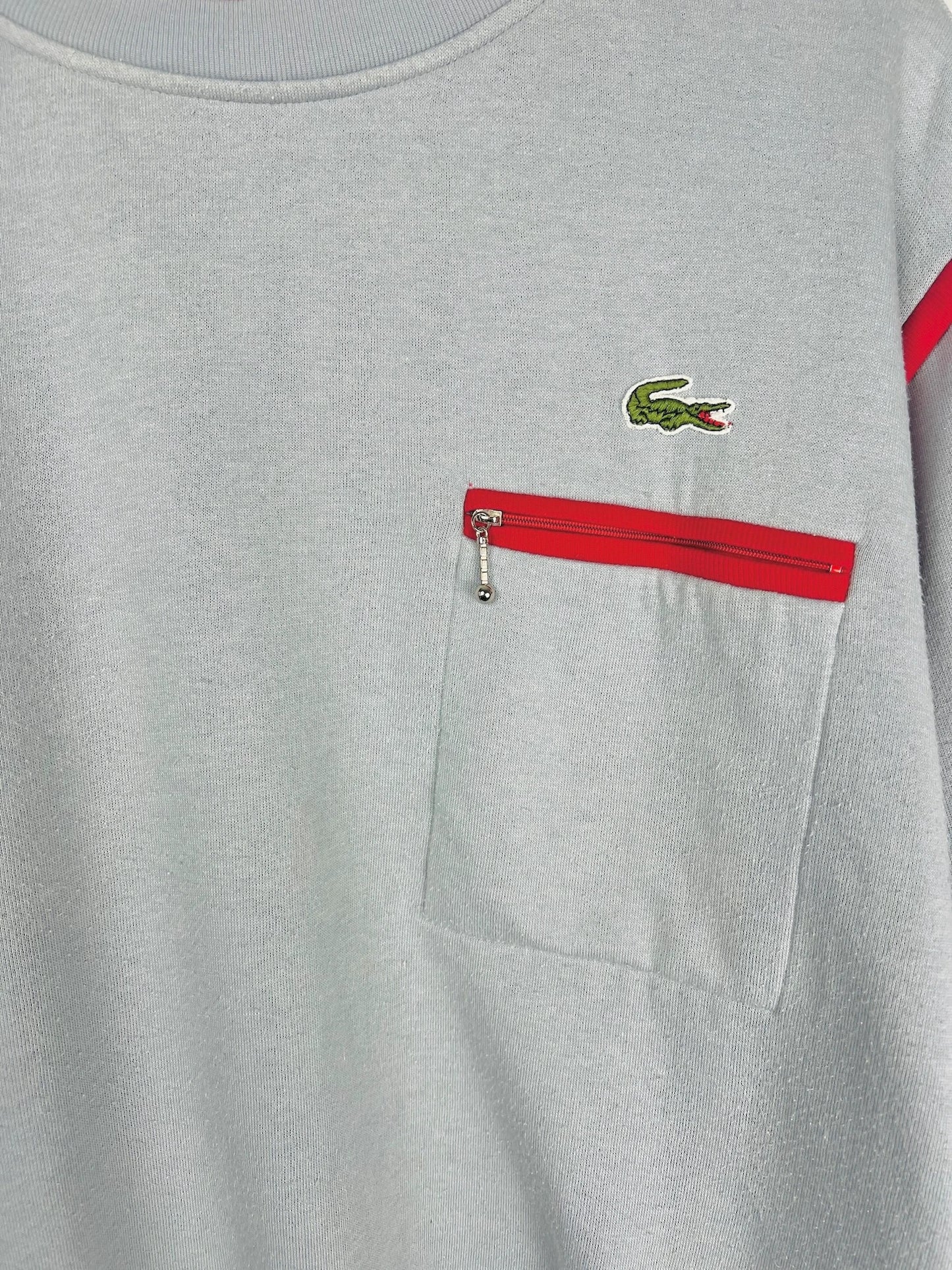 Sweat Pull Crewneck Lacoste Vintage Gris & Rouge 90' - L (B59)
