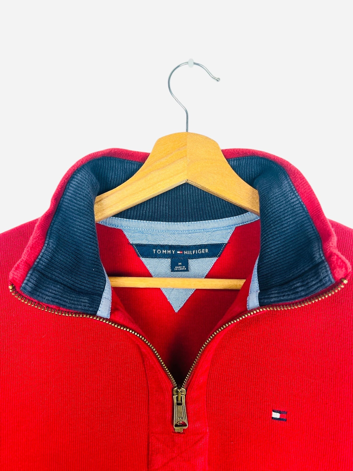 Pull 1/4 Zip Sweat Tommy Hilfiger Y2K Rouge Bordeaux - M (B63)