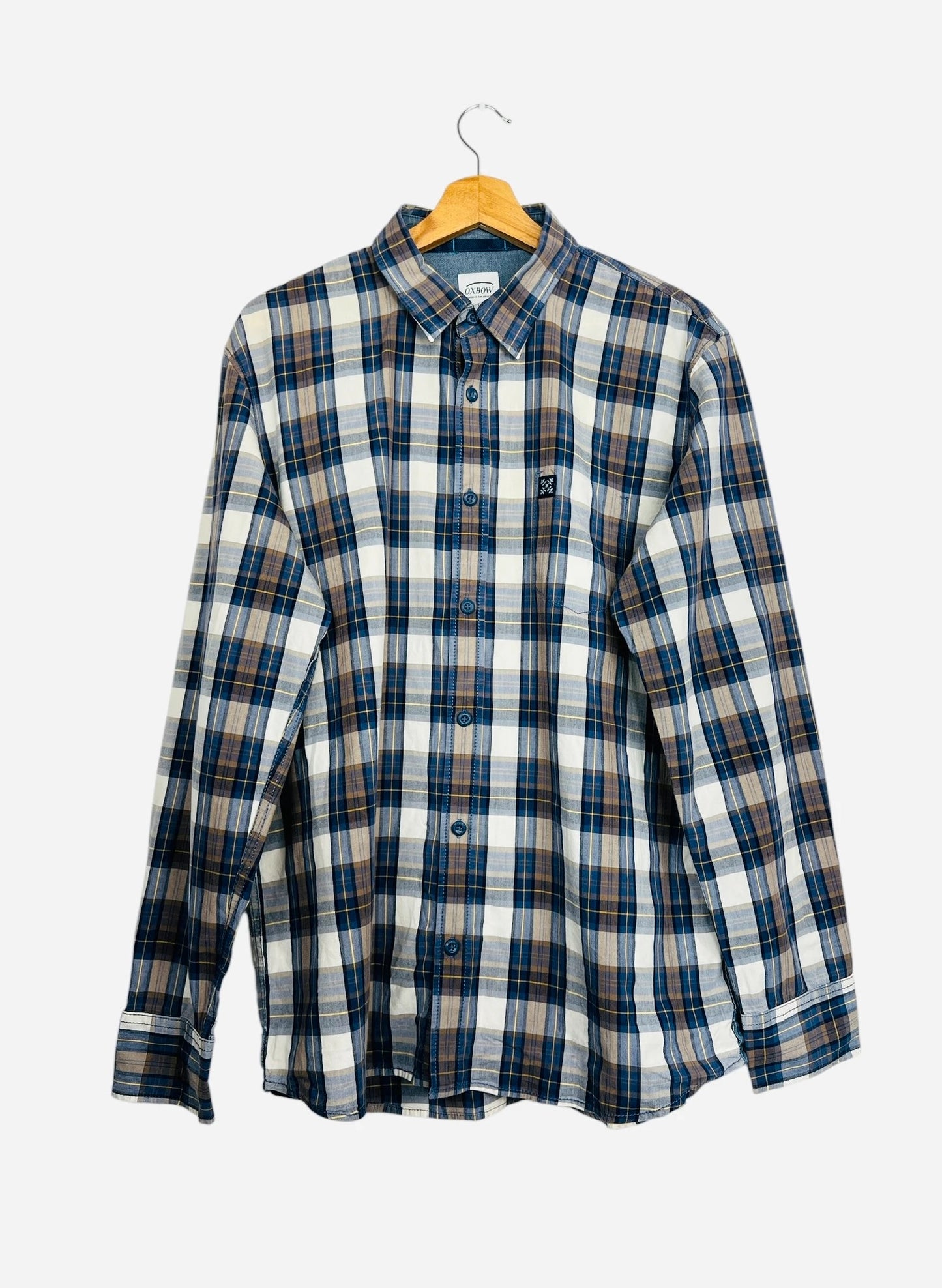 Chemise Oxbow à carreaux Manches Longues Vintage Bleu - L (B68)