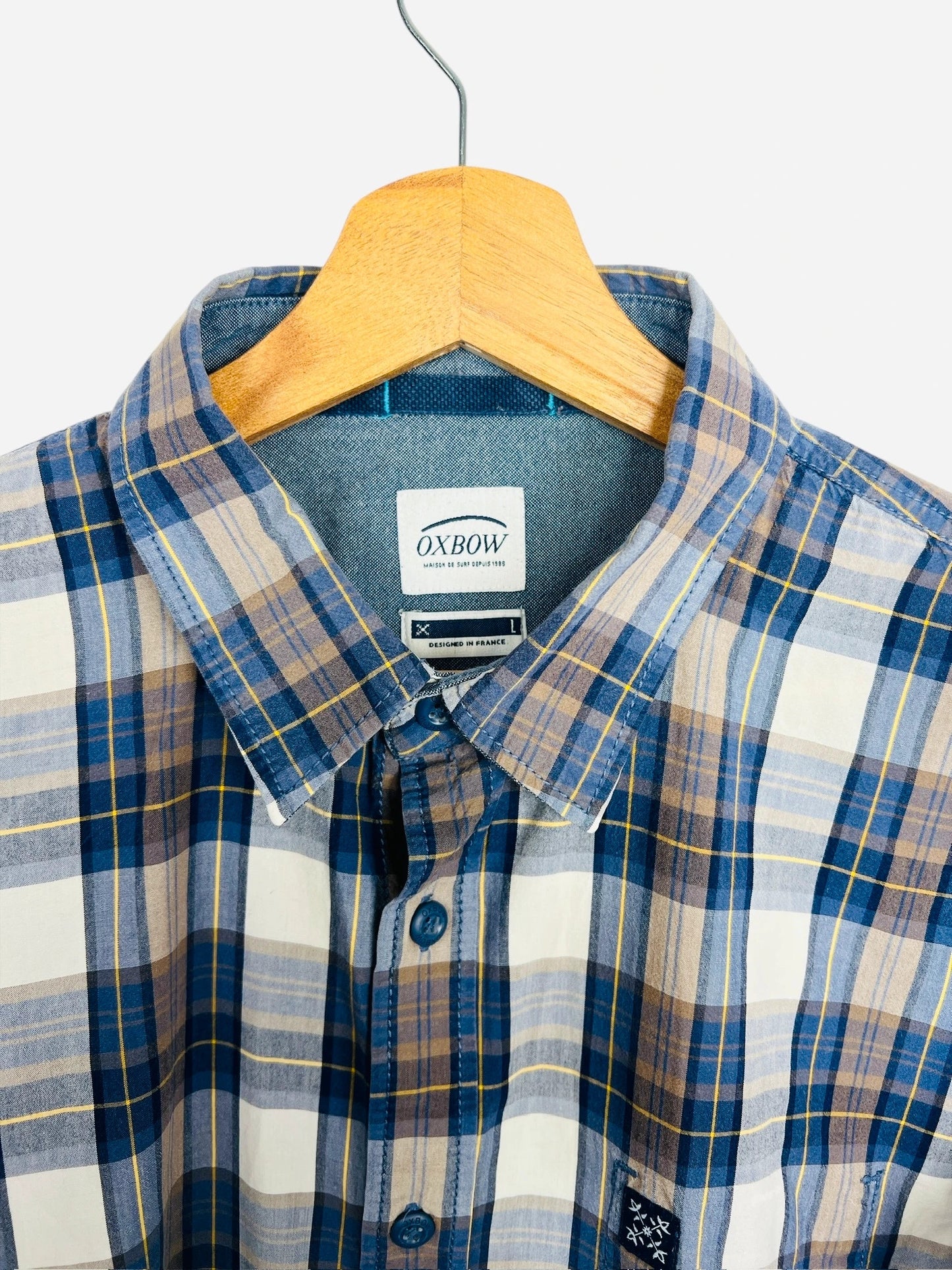 Chemise Oxbow à carreaux Manches Longues Vintage Bleu - L (B68)