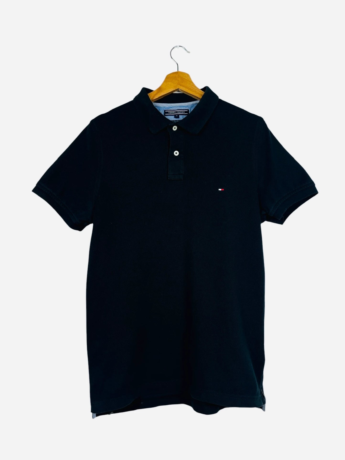 Polo Tommy Hilfiger Logo Brodé Uni Noir - M (B74)