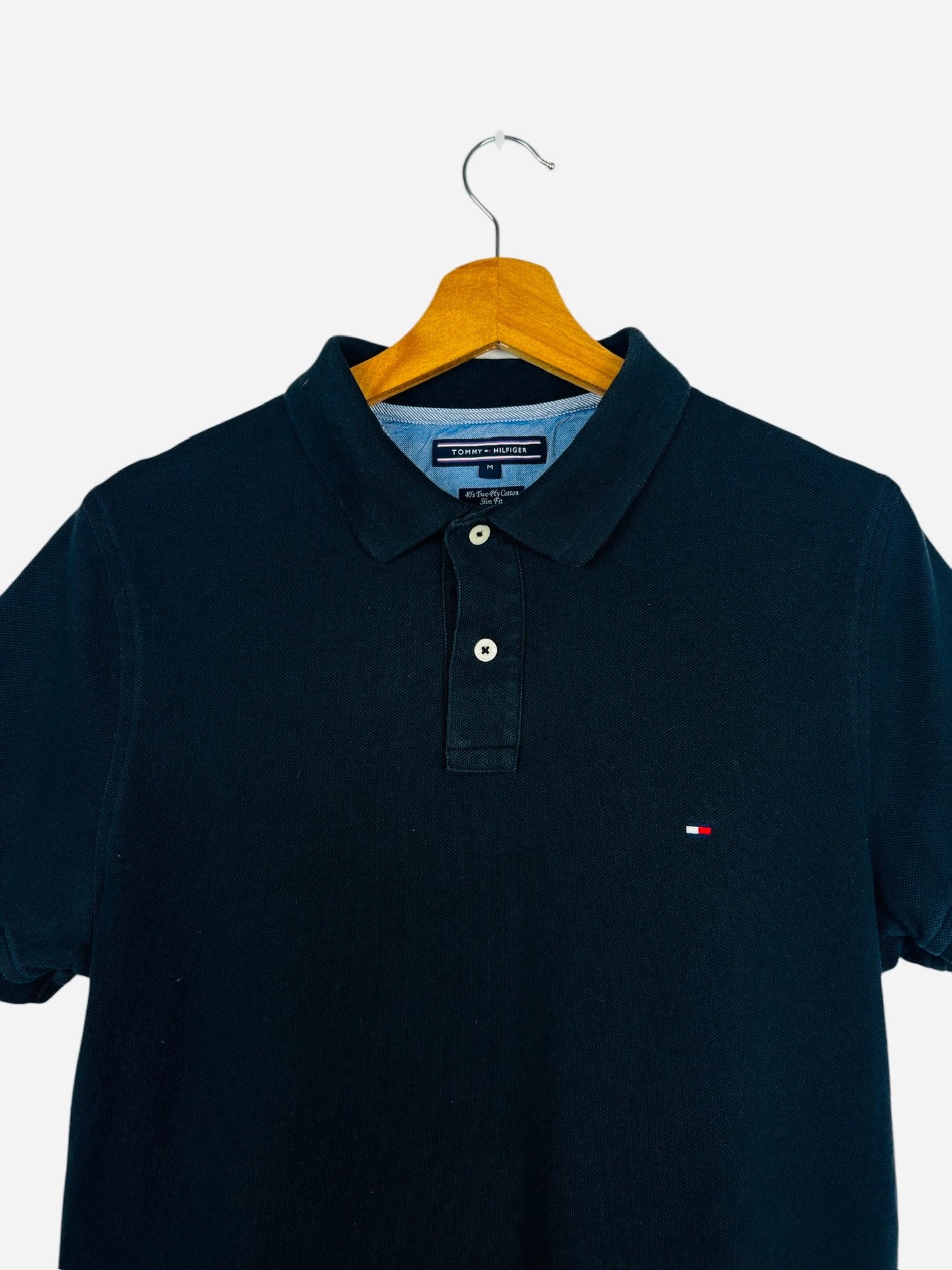 Polo Tommy Hilfiger Logo Brodé Uni Noir - M (B74)