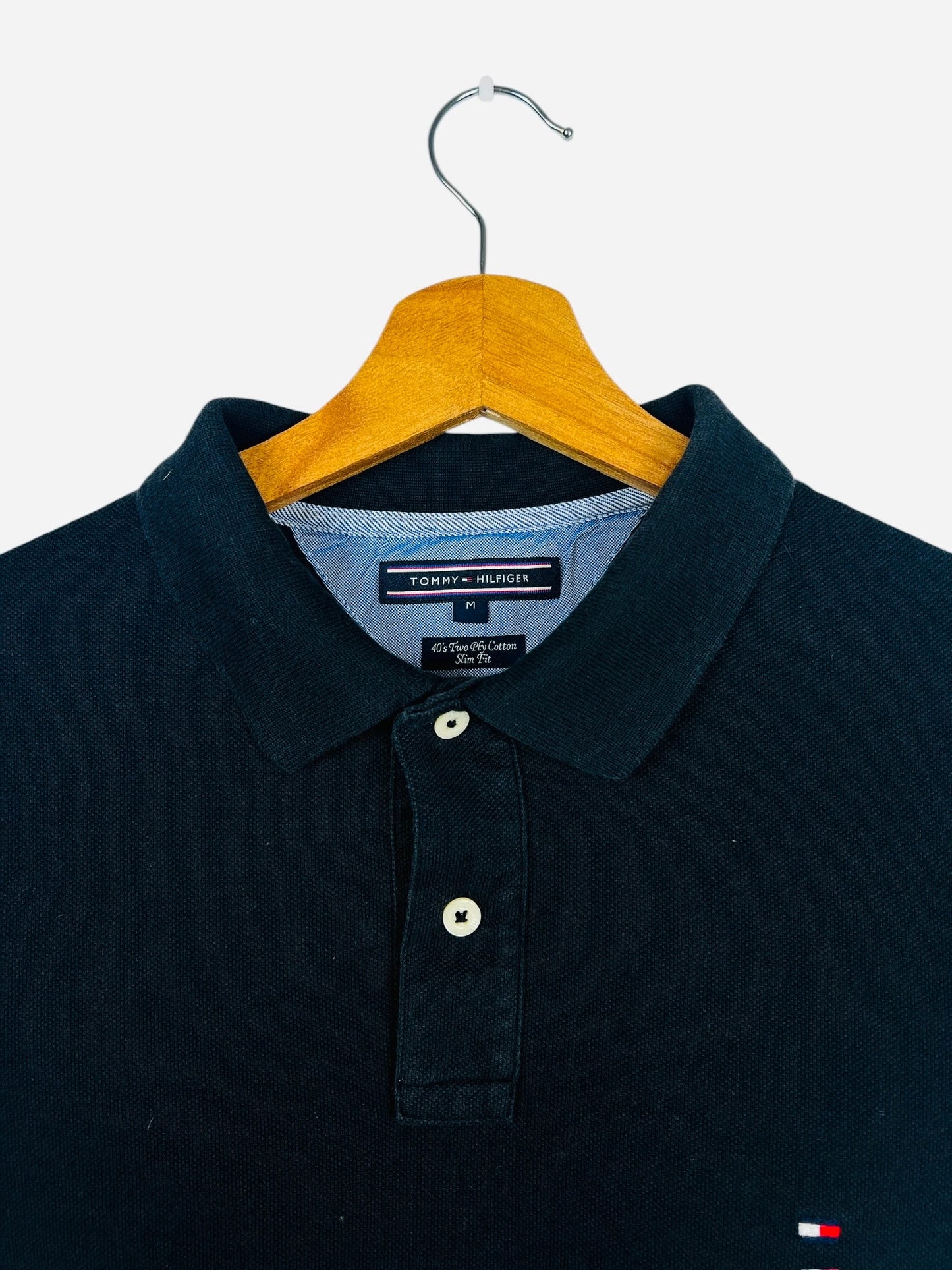 Polo Tommy Hilfiger Logo Brodé Uni Noir - M (B74)