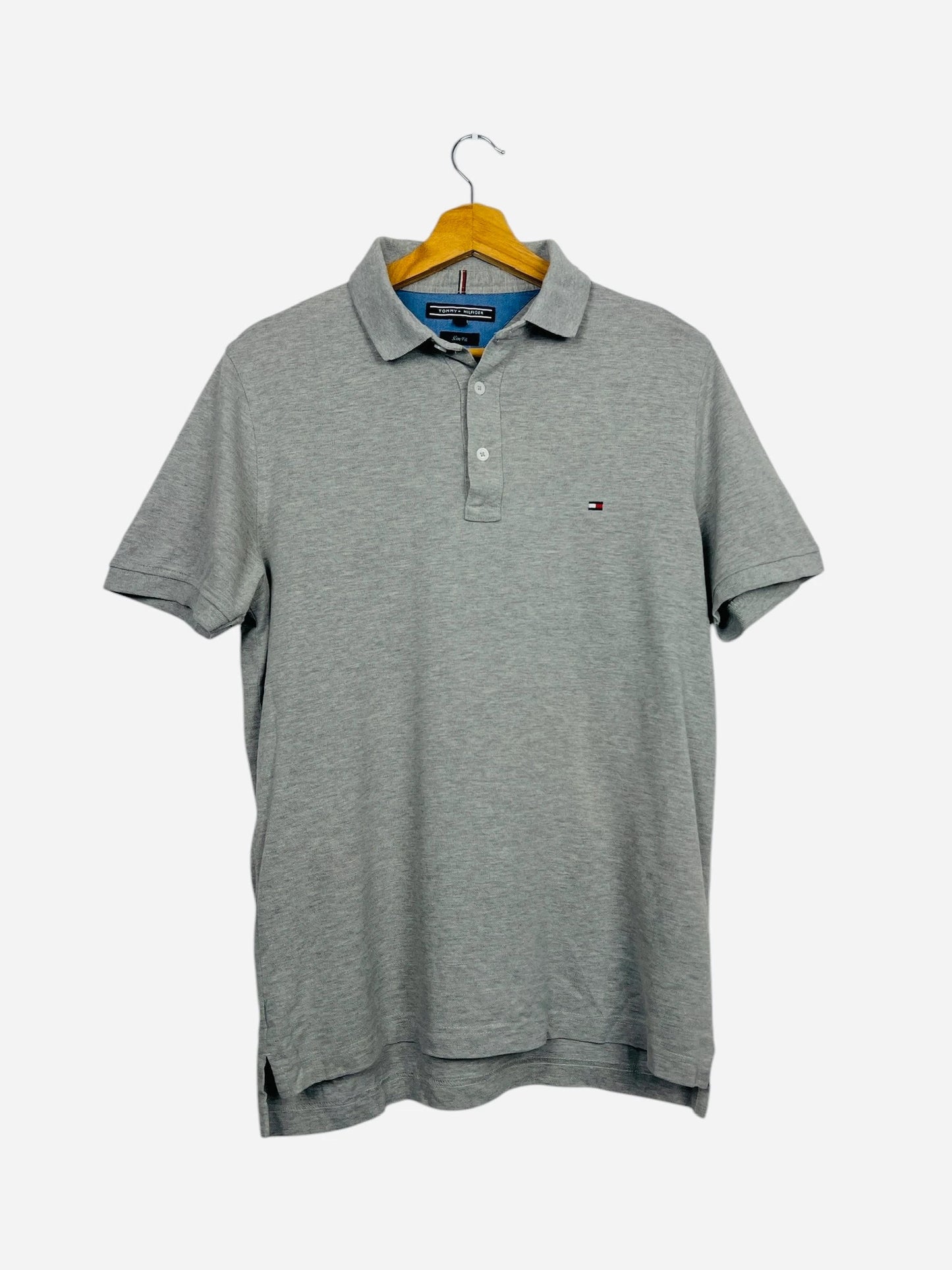 Polo Tommy Hilfiger Logo Brodé Uni Gris - M (B77)