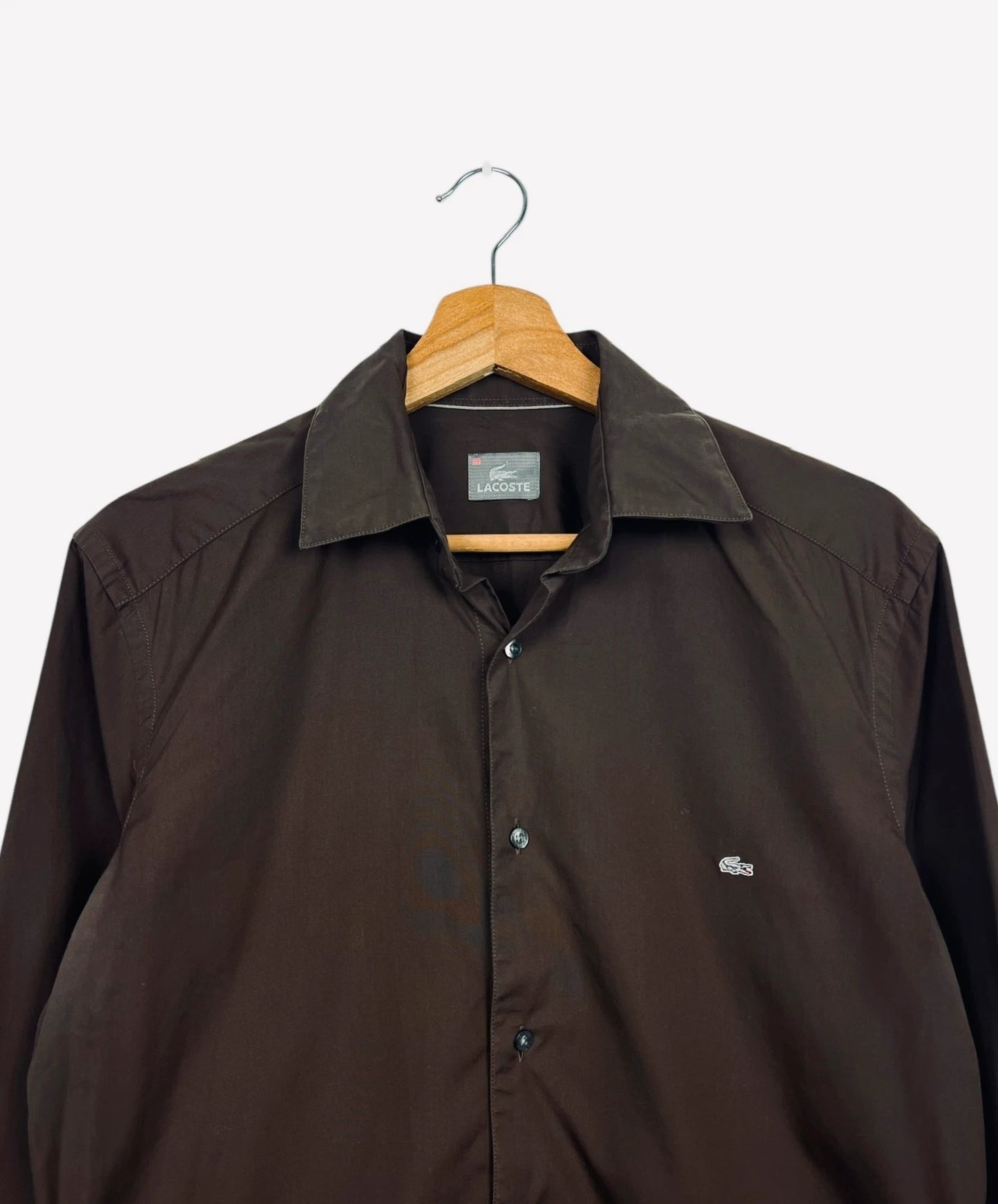Chemise Lacoste Manches Longues Vintage Marron - S (B78)