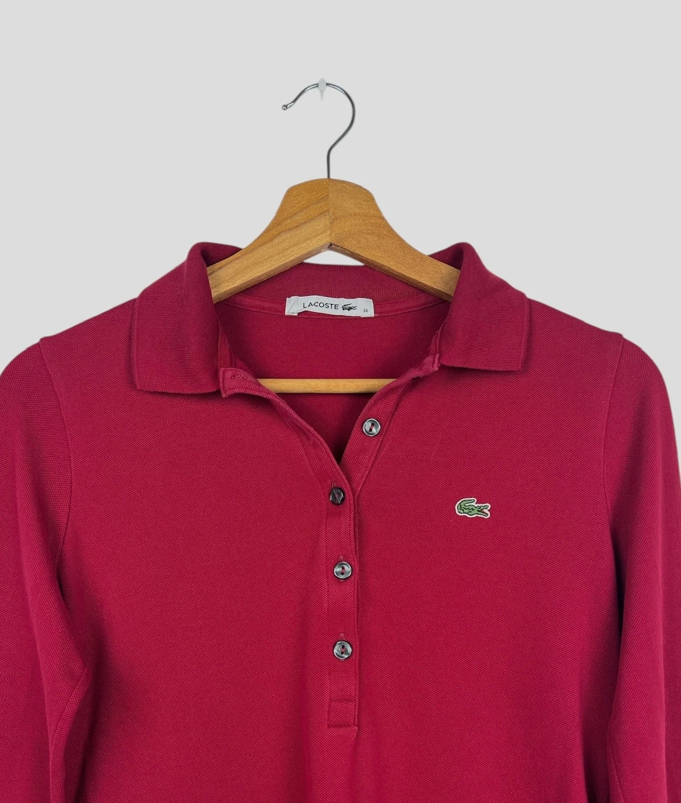 Polo Pull Haut Manches Longues à col Lacoste Rouge Bordeaux - S (B85)