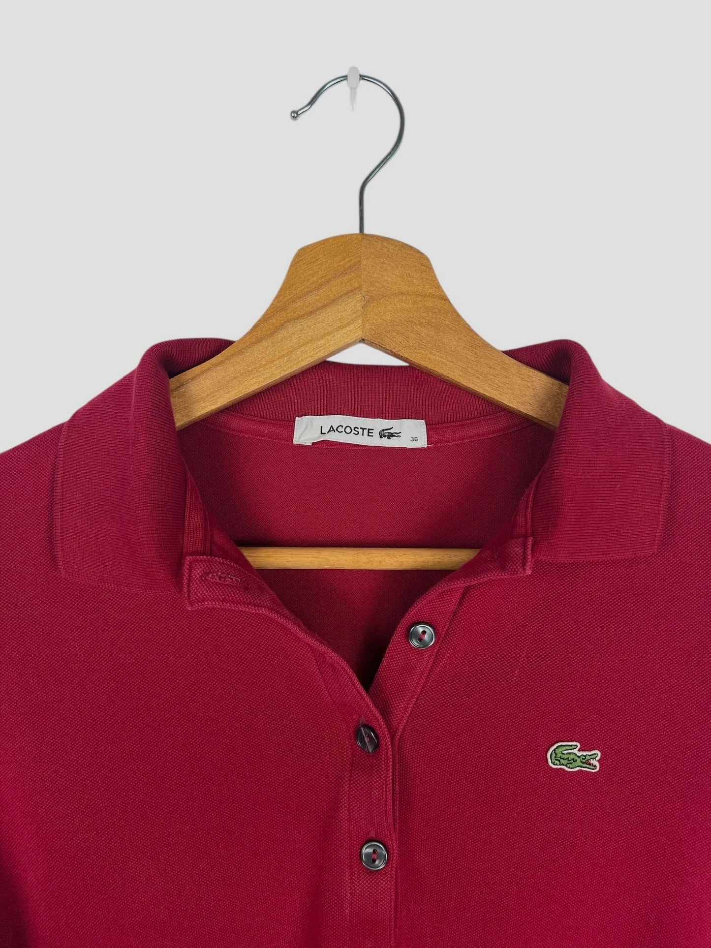 Polo Pull Haut Manches Longues à col Lacoste Rouge Bordeaux - S (B85)