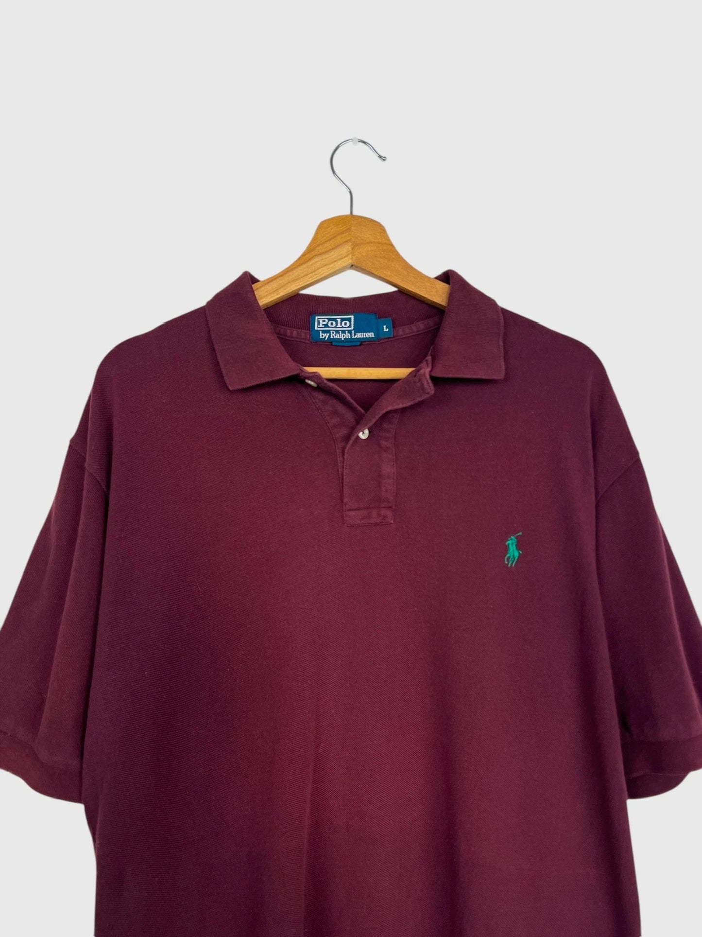 Polo Ralph Lauren Brodé Uni Rouge Bordeaux - L (B89)