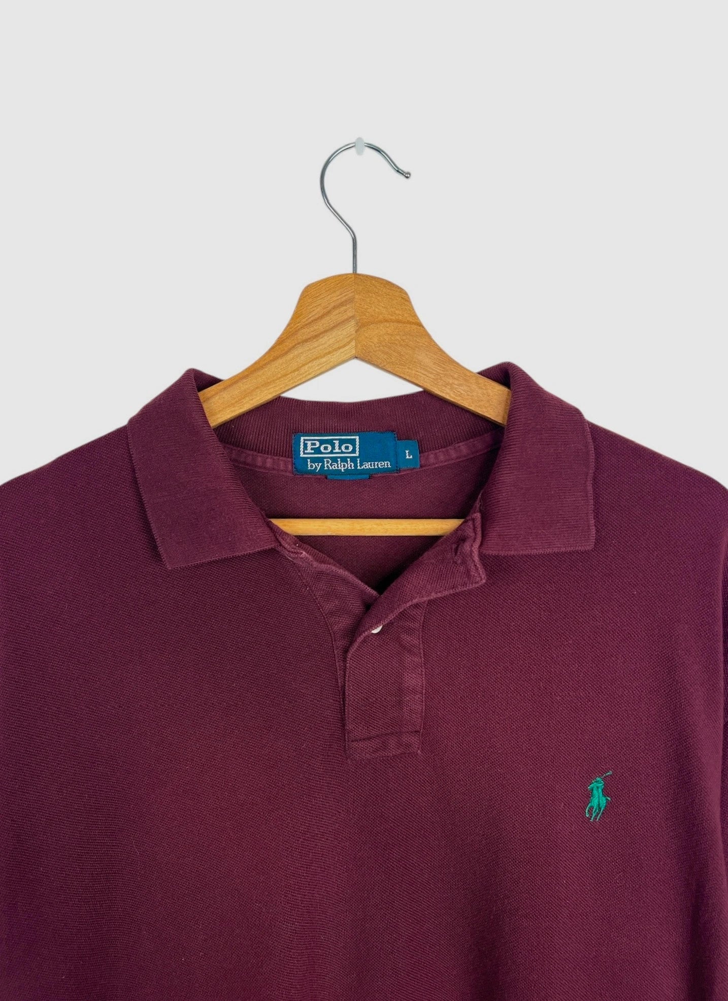 Polo Ralph Lauren Brodé Uni Rouge Bordeaux - L (B89)