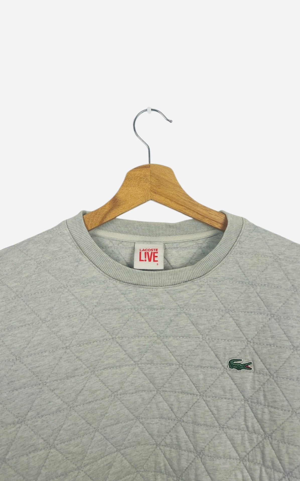 Pull Crewneck Col U Sweat Lacoste Gris Vintage - S (B94)