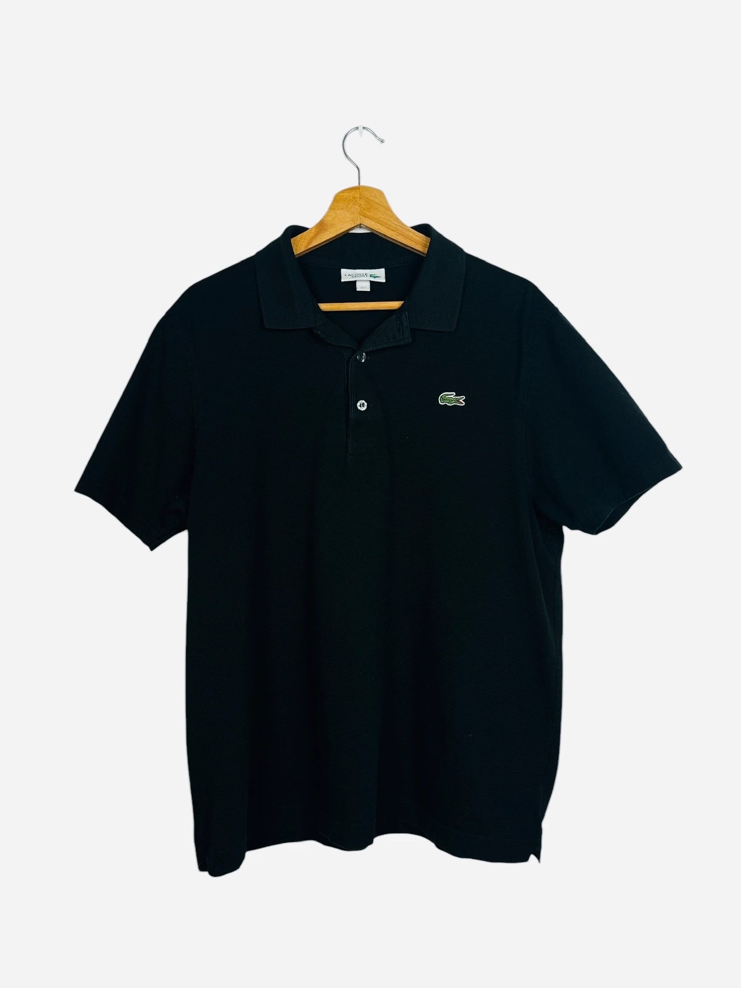 Polo Lacoste Brodé Uni Vintage Noir - L (B104)