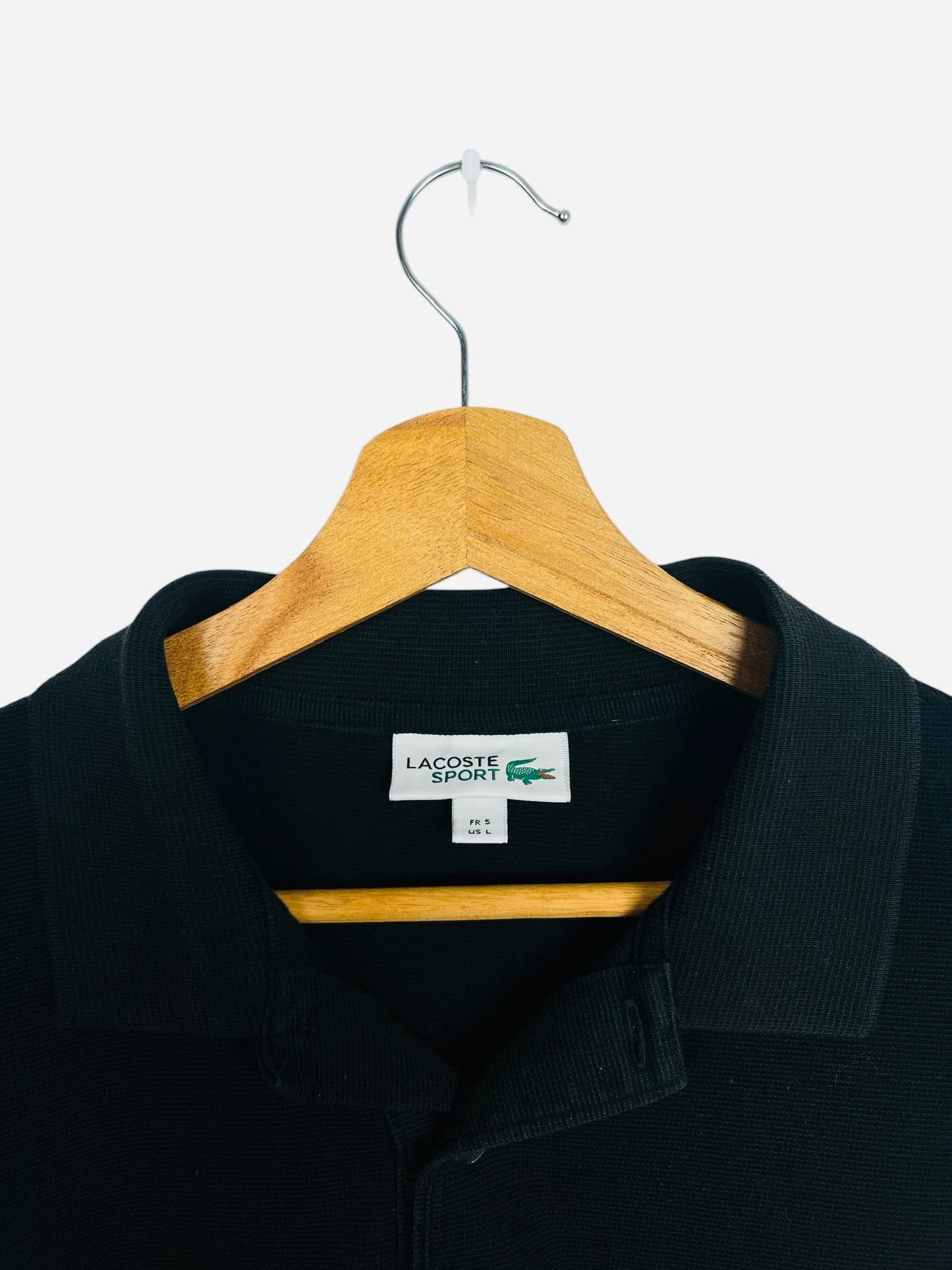 Polo Lacoste Brodé Uni Vintage Noir - L (B104)