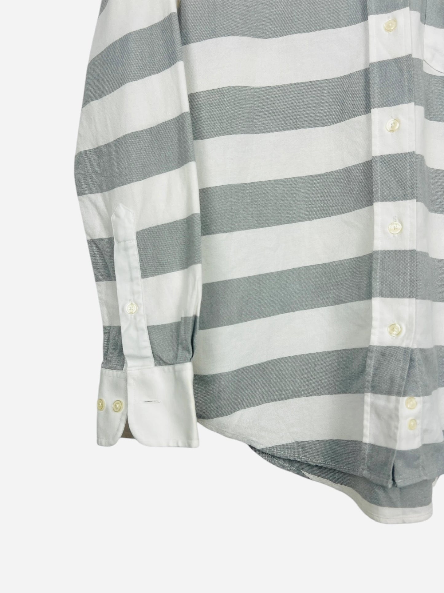 Chemise Eden Park Rugby Rayée Manches Longues Vintage Blanc & Gris - S (B105)