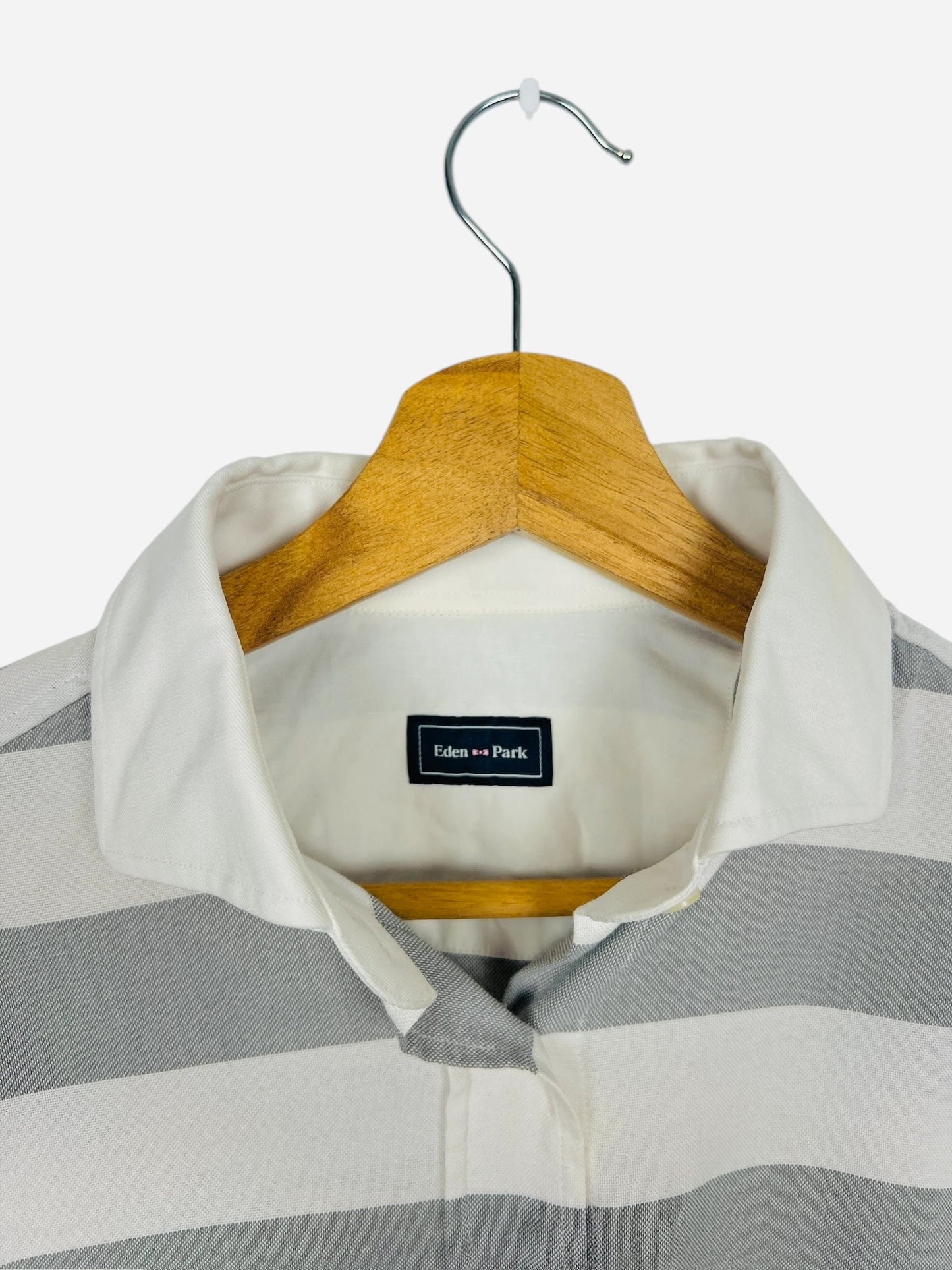 Chemise Eden Park Rugby Rayée Manches Longues Vintage Blanc & Gris - S (B105)