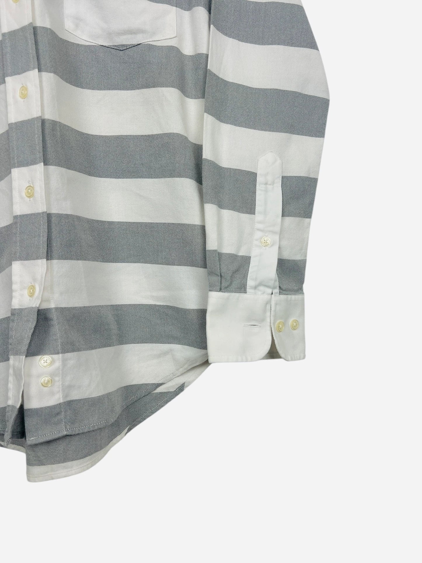 Chemise Eden Park Rugby Rayée Manches Longues Vintage Blanc & Gris - S (B105)
