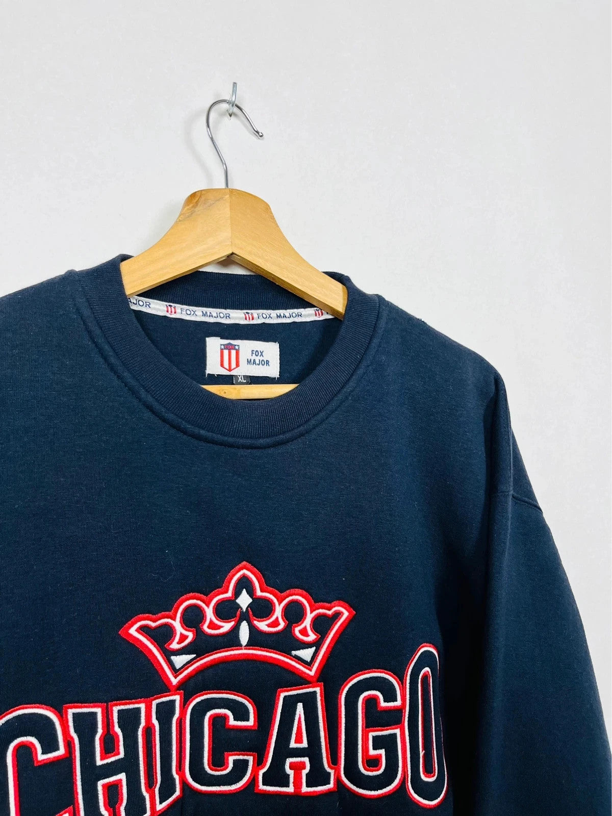 Pull Américain Chicago Vintage Bleu Marine Logo Brodé - XL (A40)