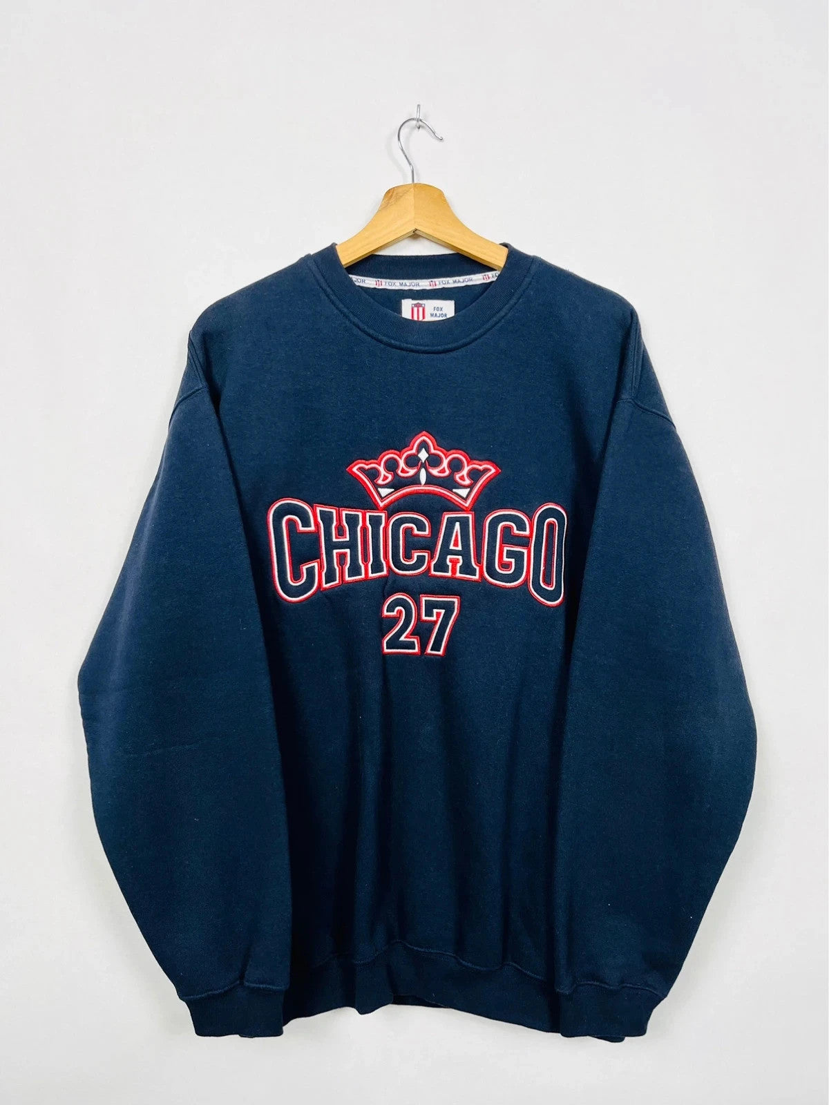 Pull Américain Chicago Vintage Bleu Marine Logo Brodé - XL (A40)
