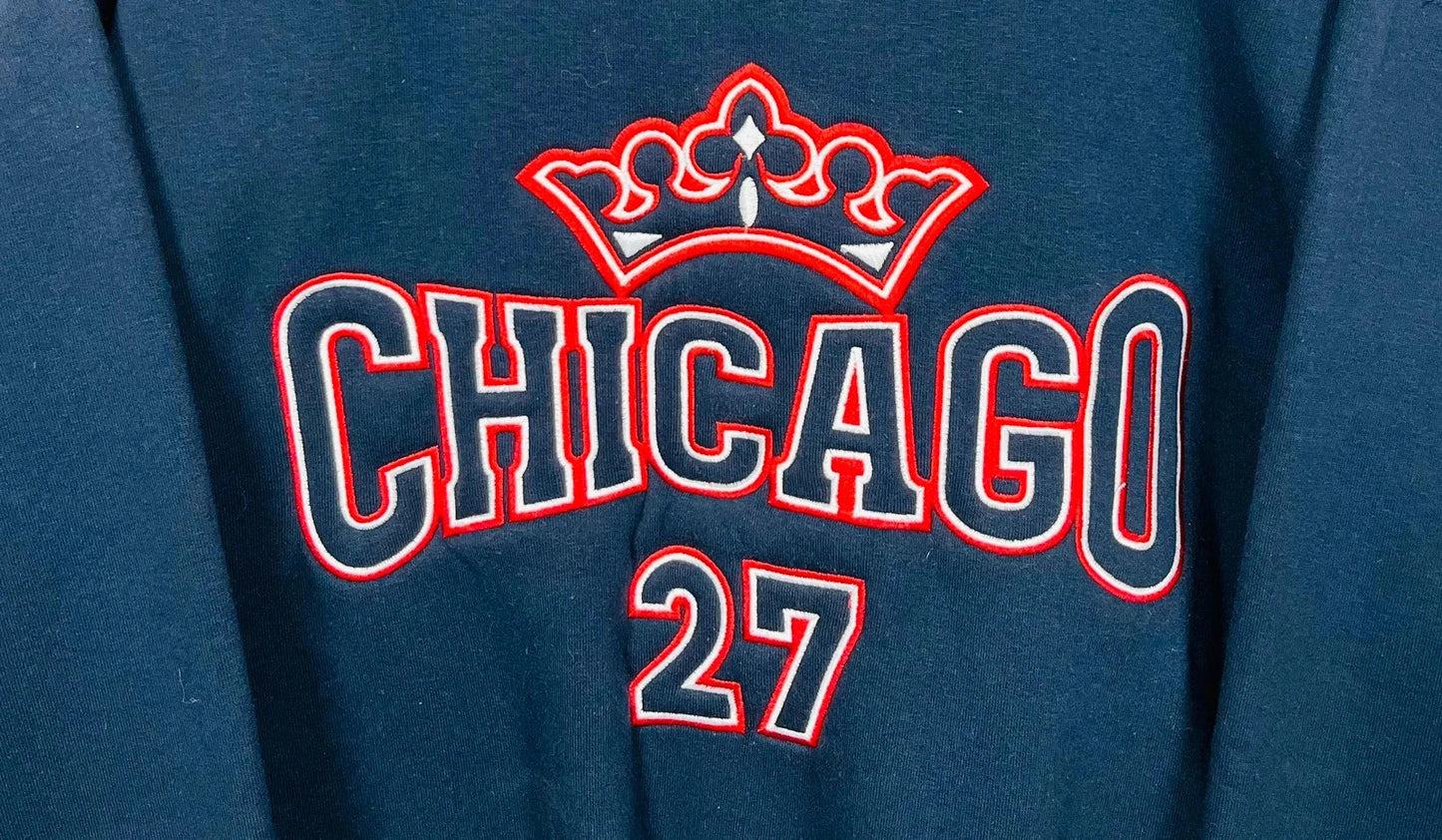 Pull Américain Chicago Vintage Bleu Marine Logo Brodé - XL (A40)